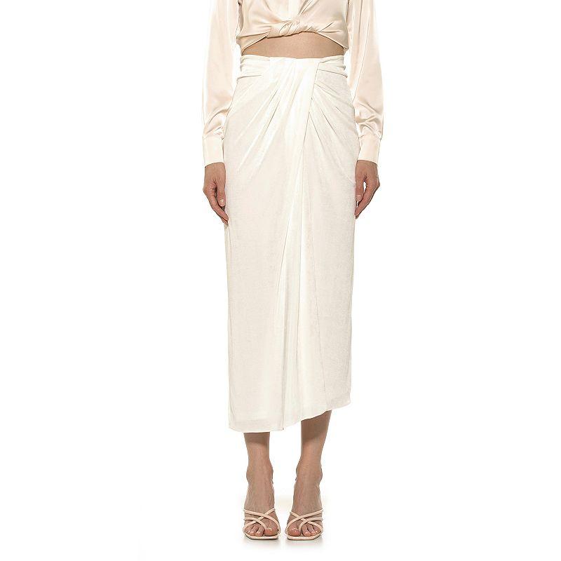 Women's ALEXIA ADMOR Jeanette Front Draped Slinky Midi Skirt, Size: XL, Blush Product Image