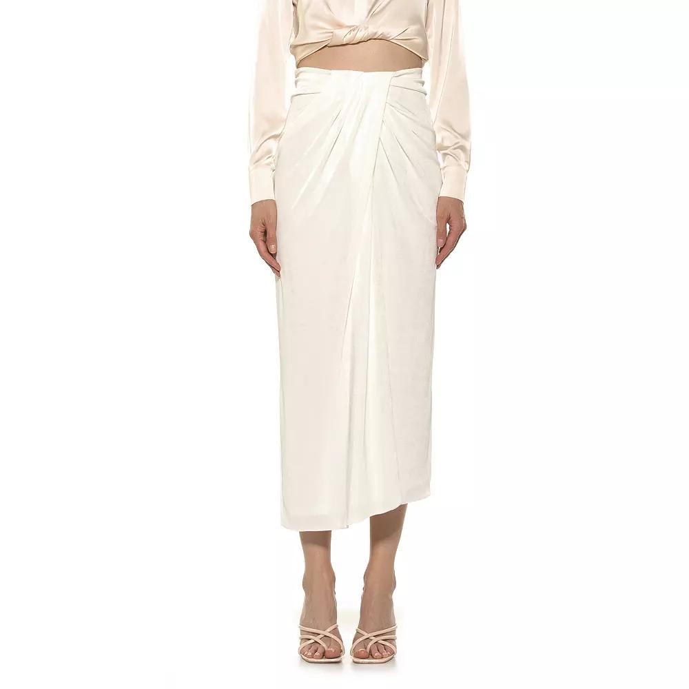 Women's ALEXIA ADMOR Jeanette Front Draped Slinky Midi Skirt, Size: XL, Blush Product Image