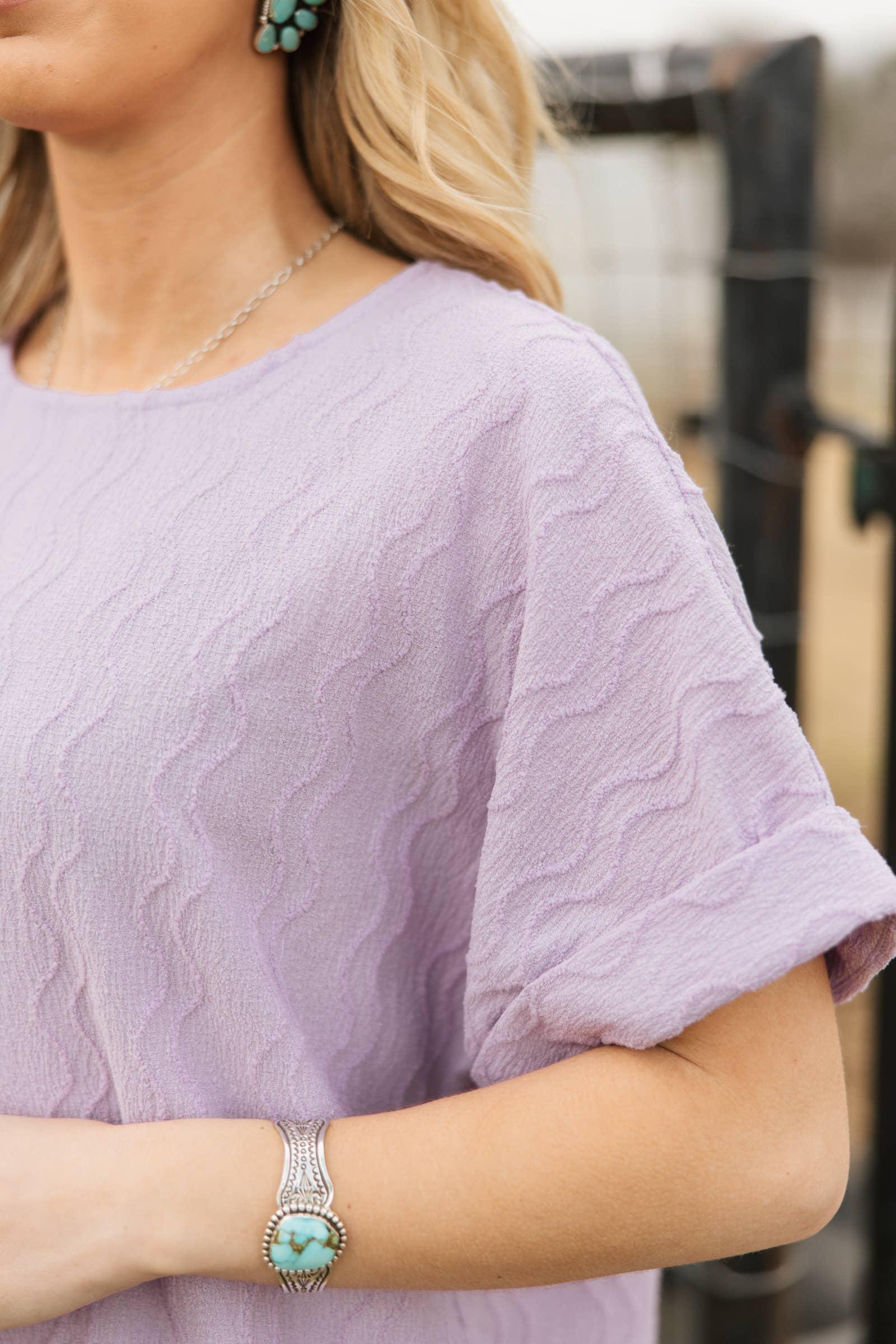 Textured Dolman Sleeve Top: HOT MAGENTA Product Image