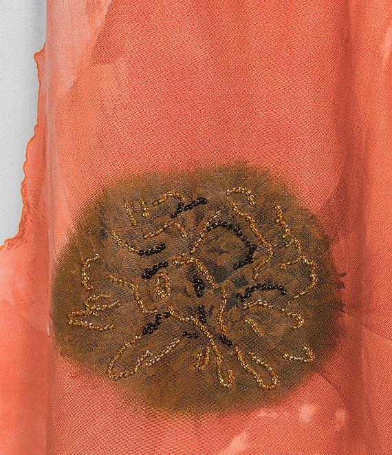 KARL LAGERFELD PARIS Linen Blend Floral Print Square Neck Sleeveless A-Line Midi Dress Product Image