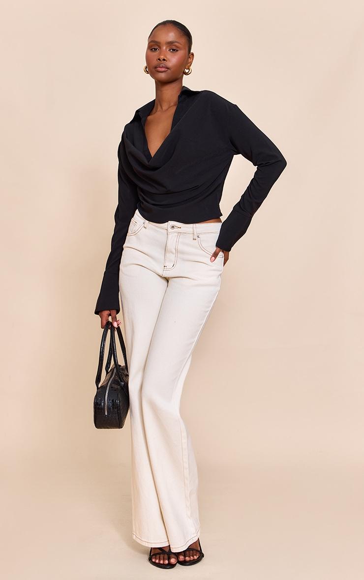 Black Chiffon Cowl Neck Blouse Product Image