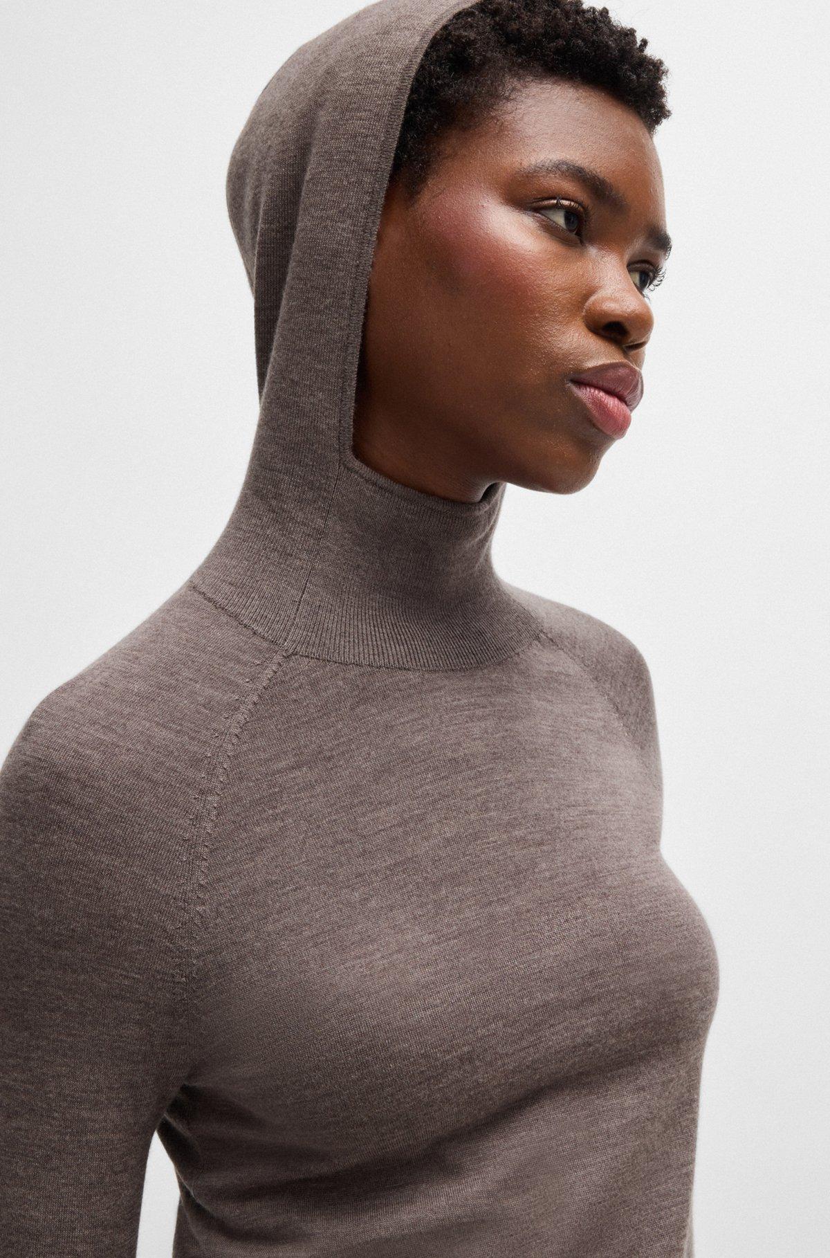 NAOMI x BOSS knitted hoodie in lightweight merino wool Product Image
