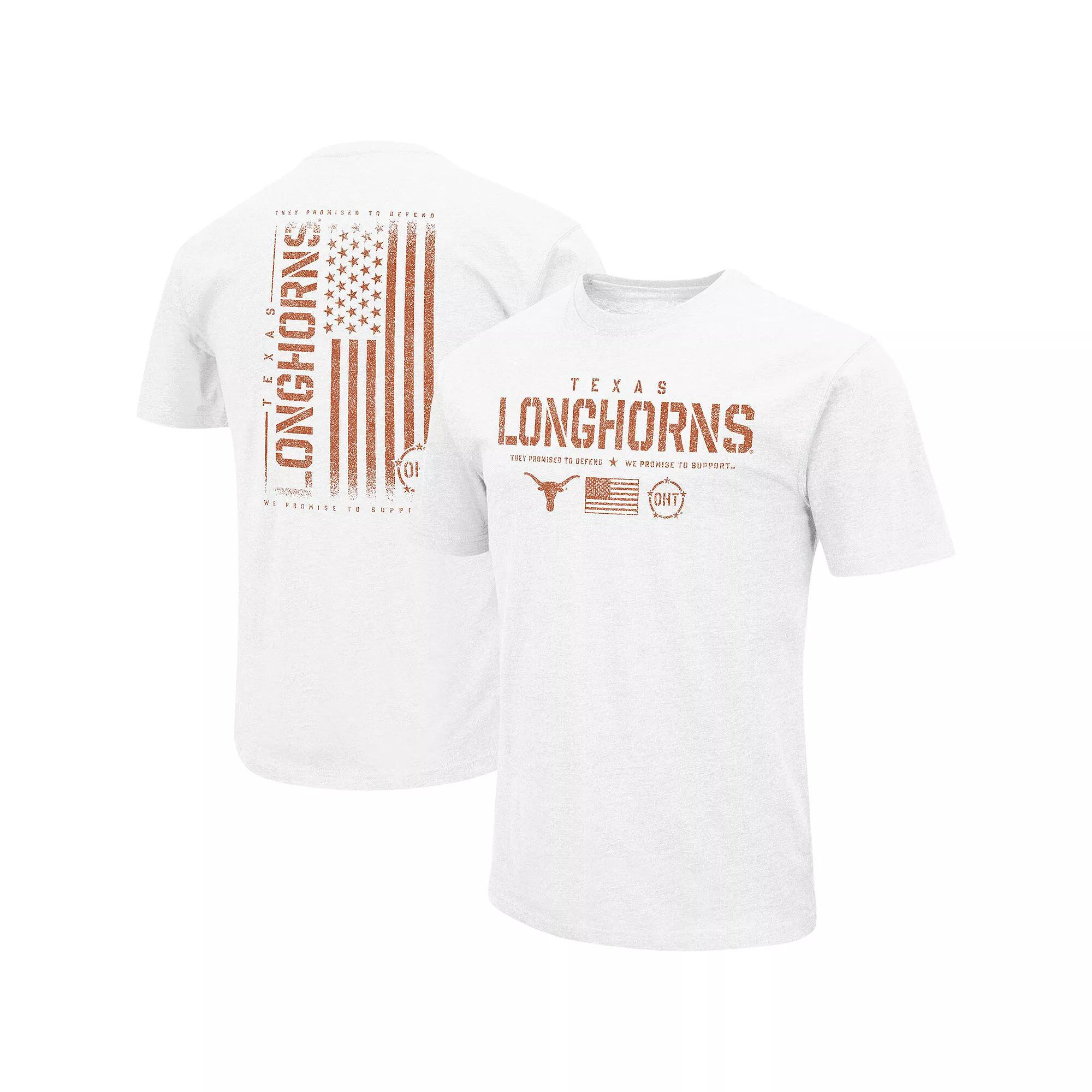 Men's Colosseum White Texas Longhorns OHT Military Appreciation Flag 2.0 T-Shirt, Size: Small Product Image