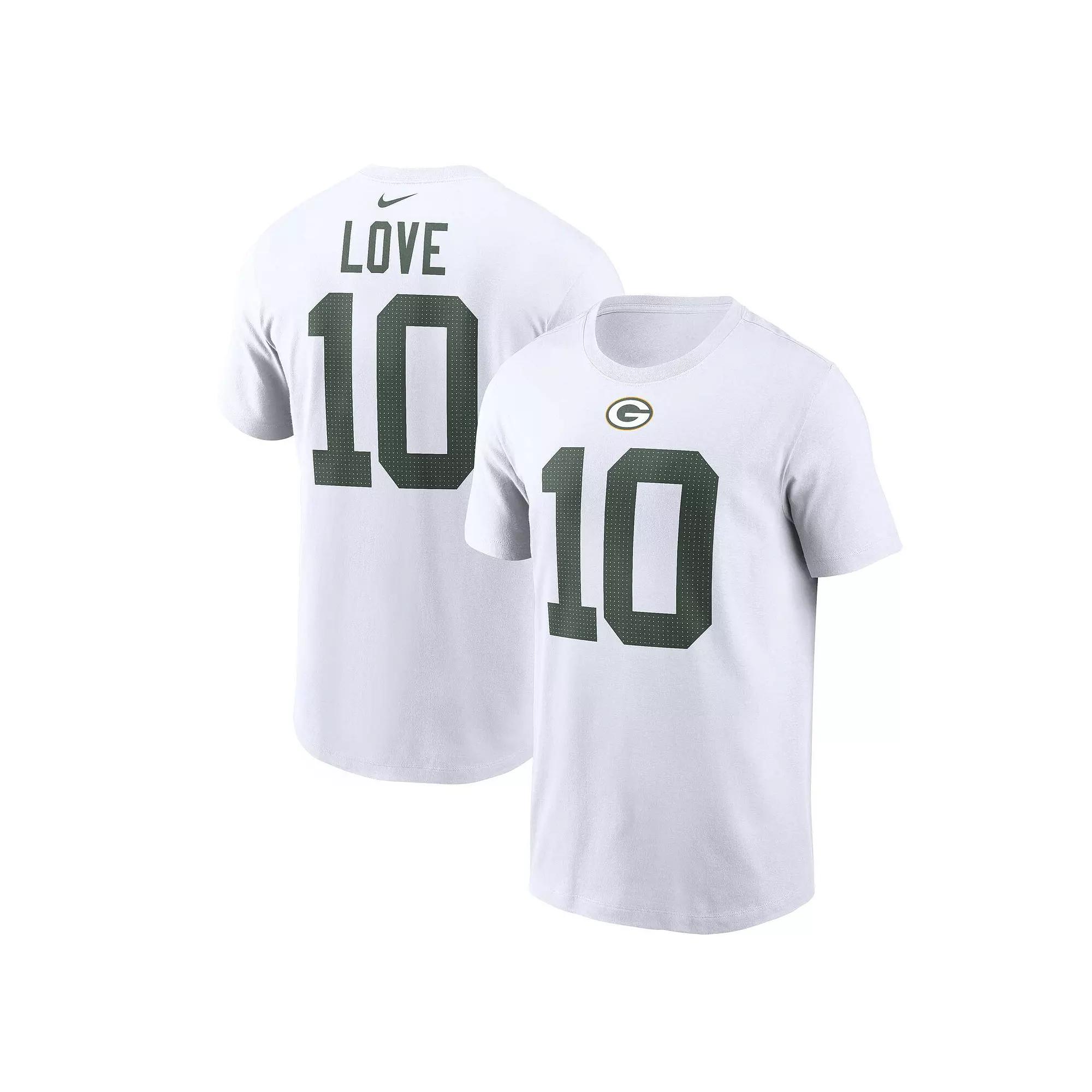 Men's Nike Jordan Love White Green Bay Packers Player Name & Number T-Shirt,  Product Image