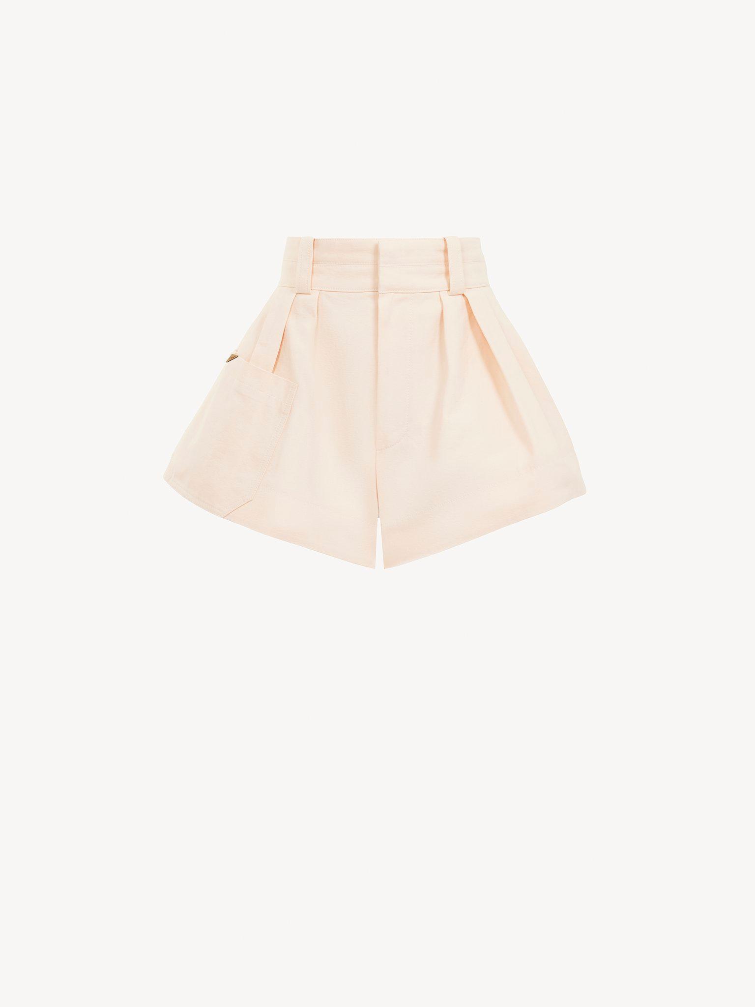 High-rise mini shorts in cotton canvas Product Image