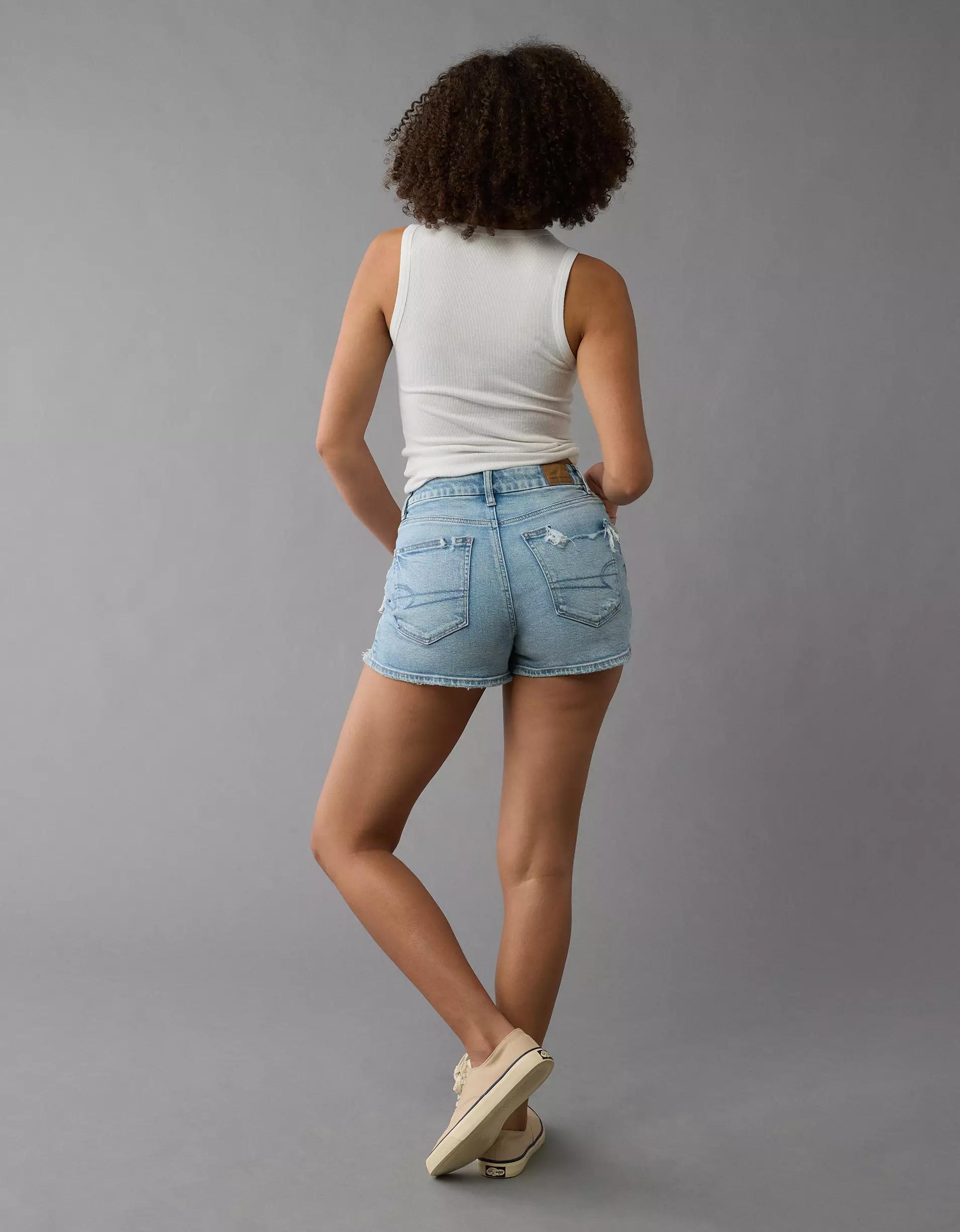 AE Strigid Curvy Ripped Denim Mom Short Product Image