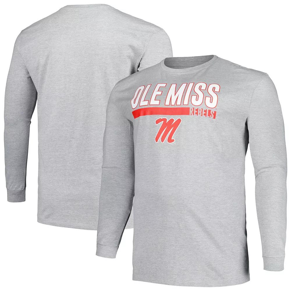 Men's Profile Gray Ole Miss Rebels Big & Tall Two-Hit Long Sleeve T-Shirt,  Product Image