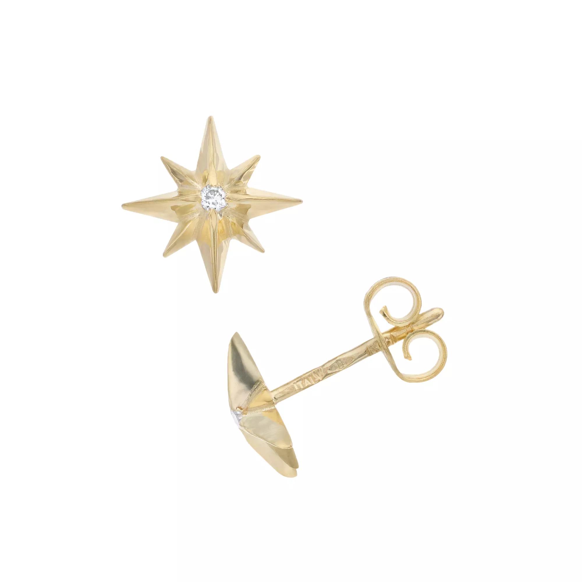 14k Gold Diamond Accent North Star Stud Earrings, Women's Product Image