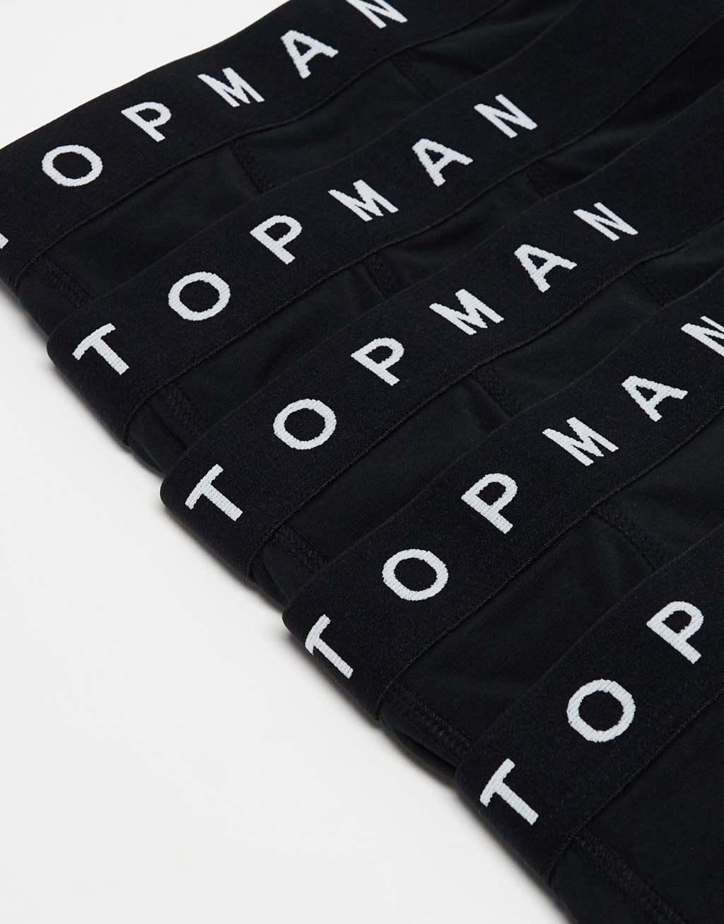 Topman 5 pack briefs in black with black waistbands Product Image