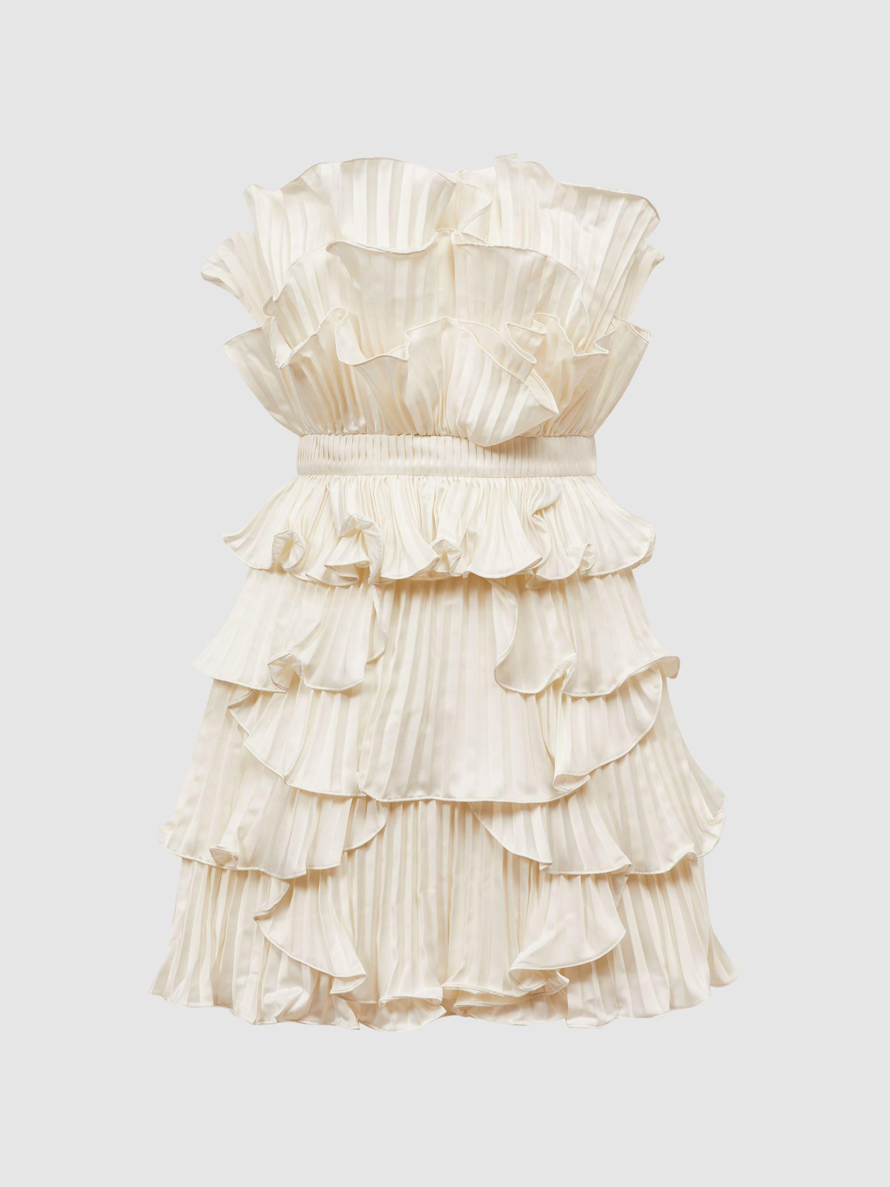 Amur Strapless Ruffle Mini Dress in Ivory Product Image