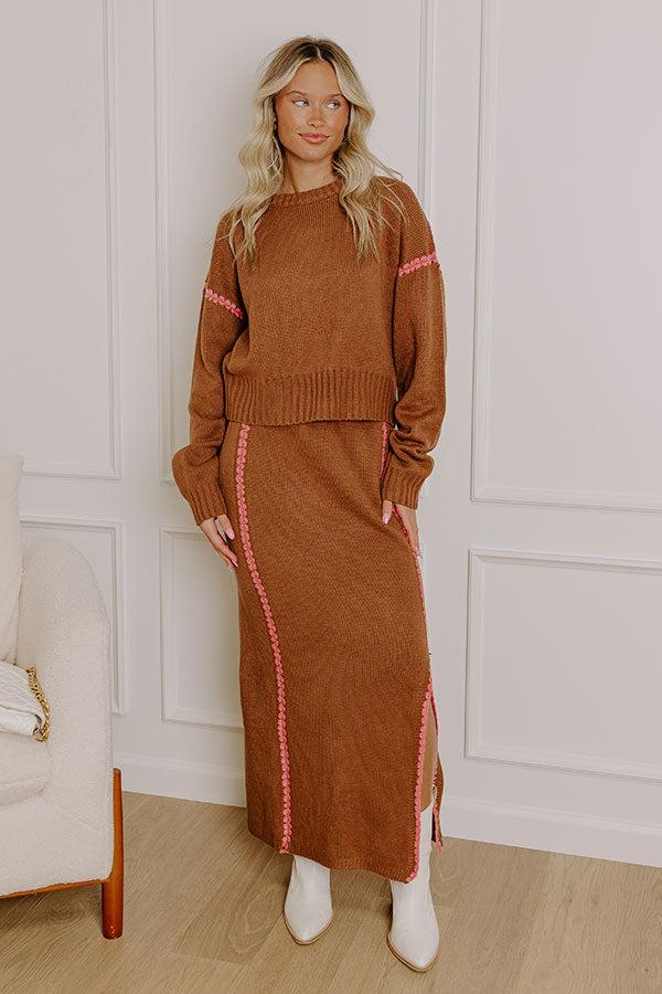 Coffee Shop Cutie Knit Sweater in Chocolate Product Image