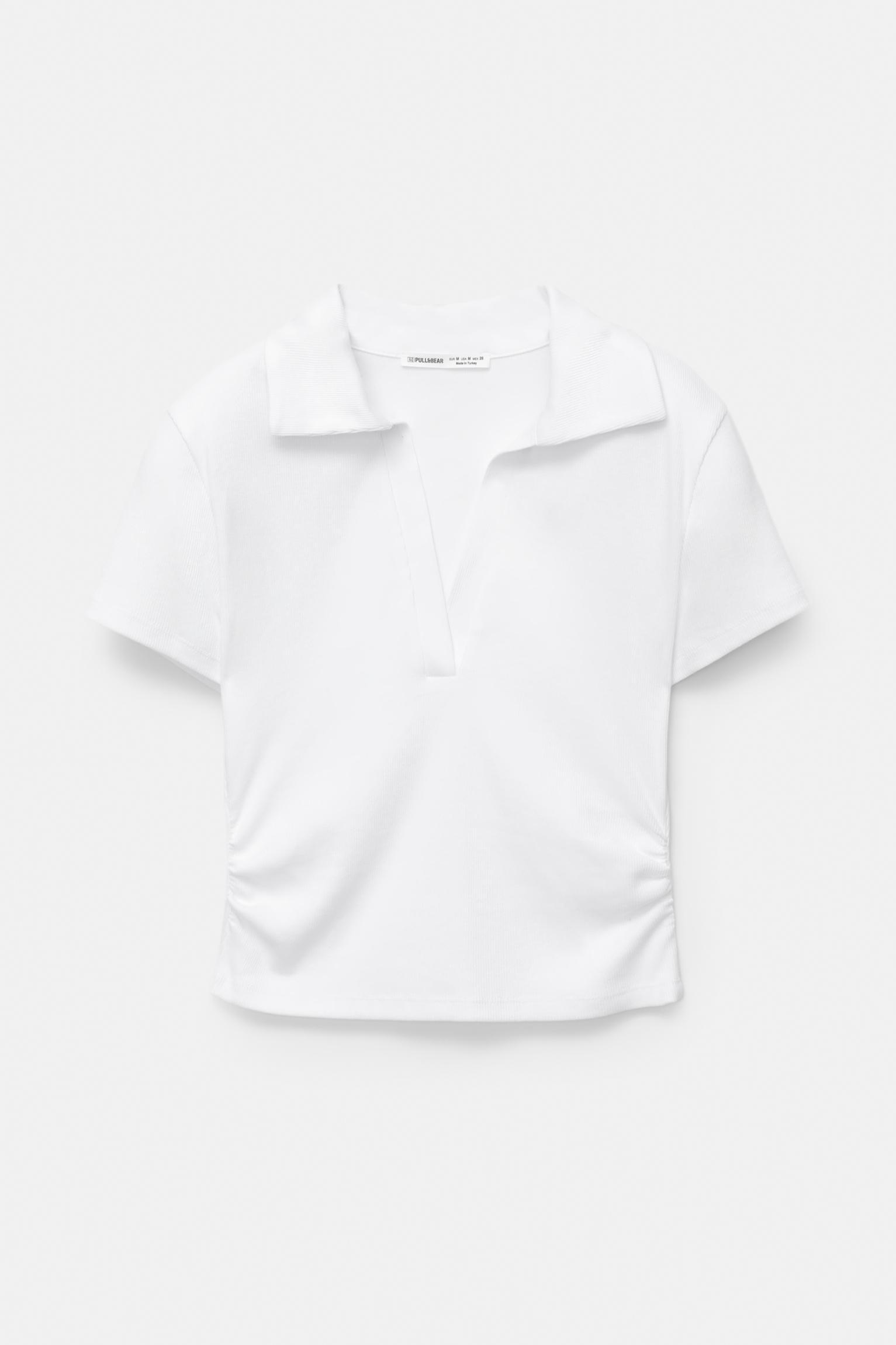 Cropped short sleeve polo shirt Product Image