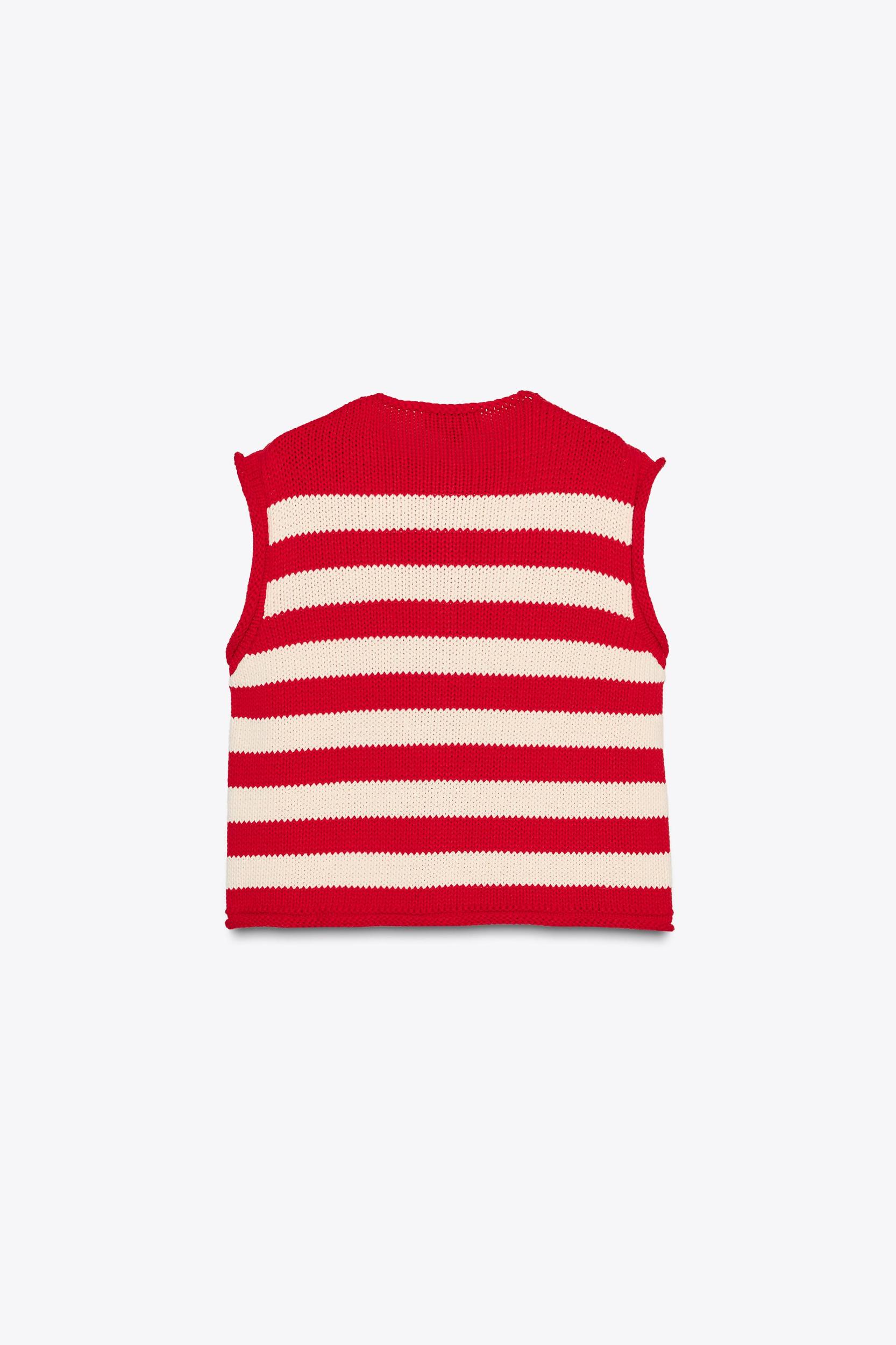 STRIPED KNIT VEST TOP Product Image