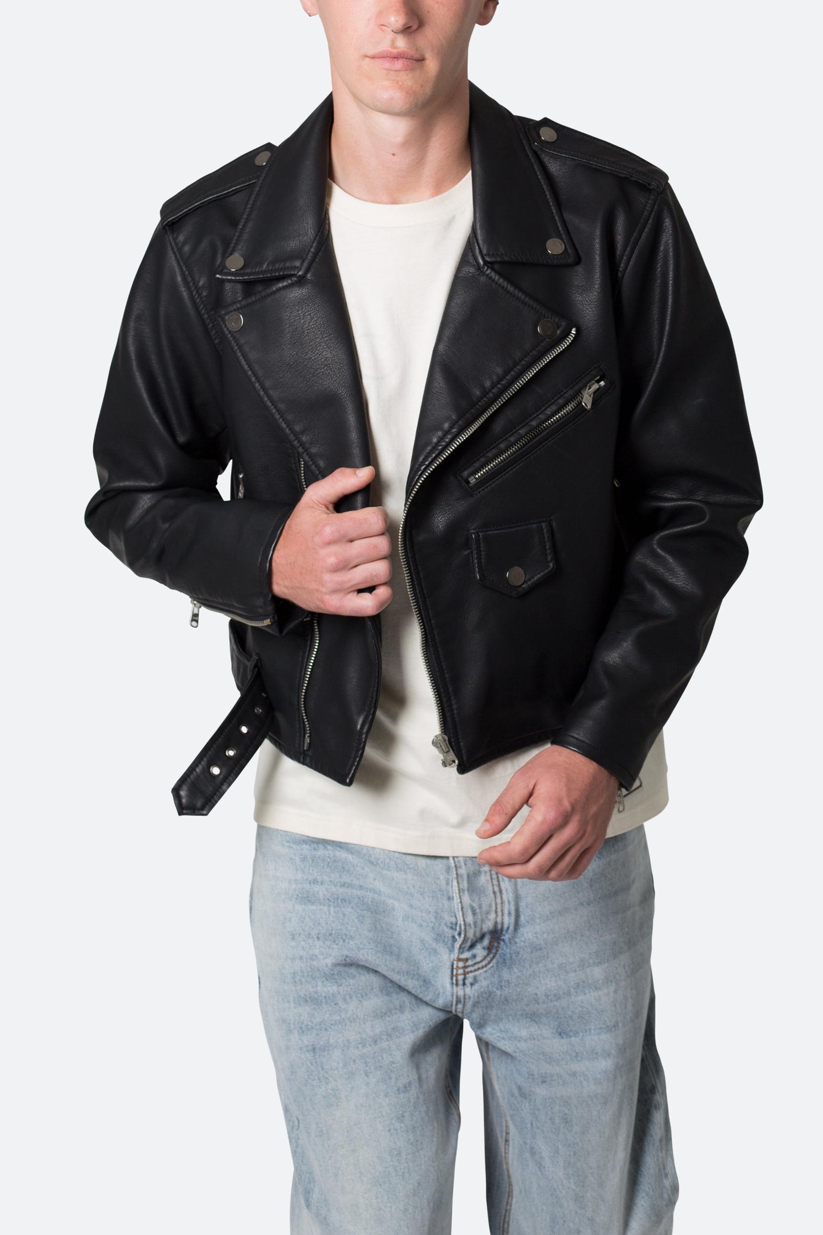 Leather Moto Jacket - Black Product Image