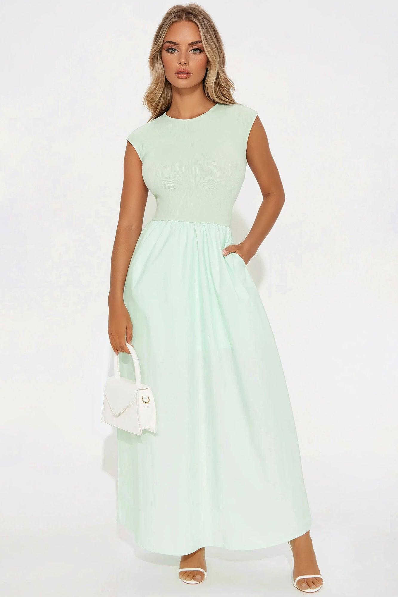 Rhonda High Neck Maxi Dress - Sage Product Image