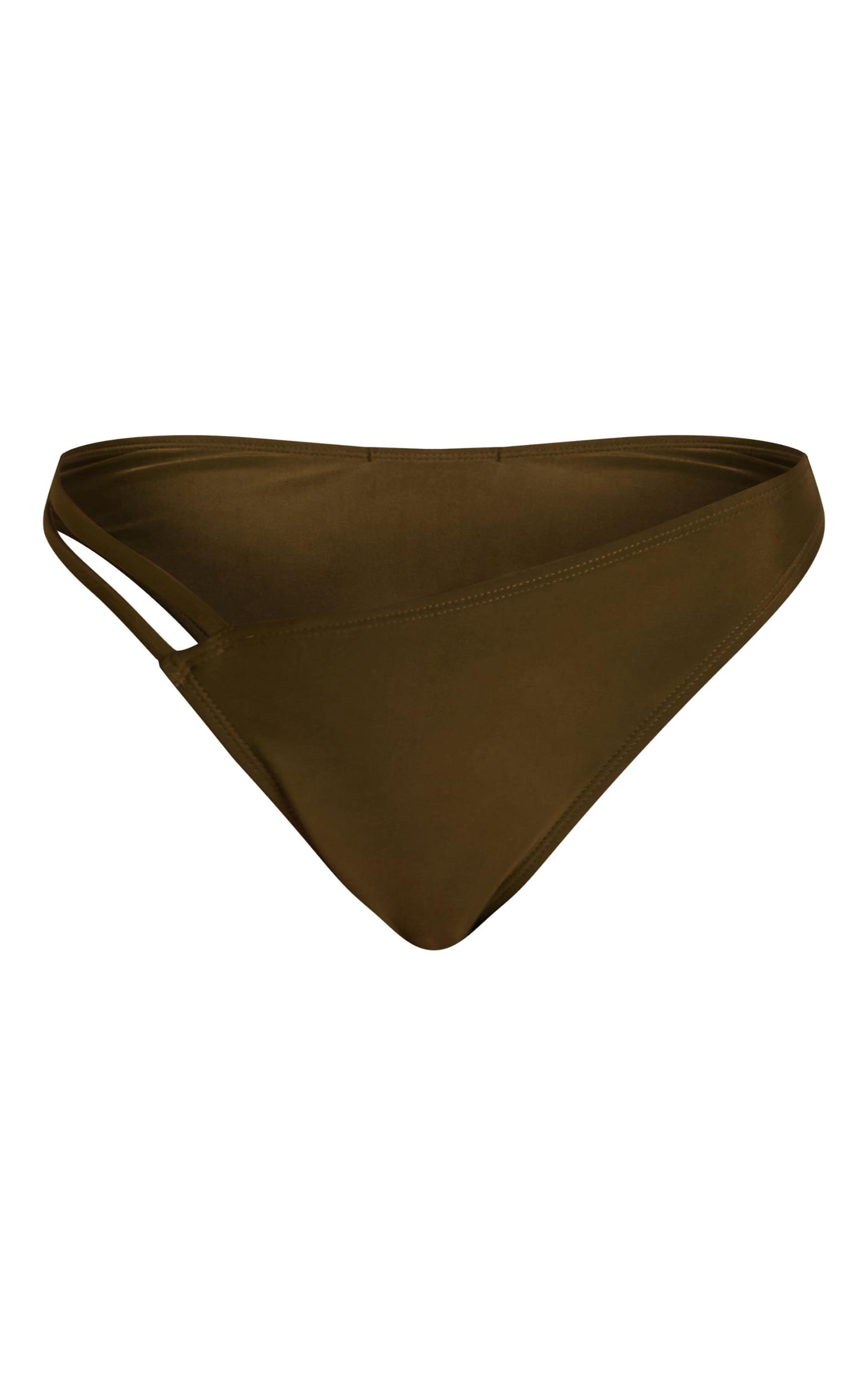 Khaki Ruched Halter Neck Bikini Top Product Image