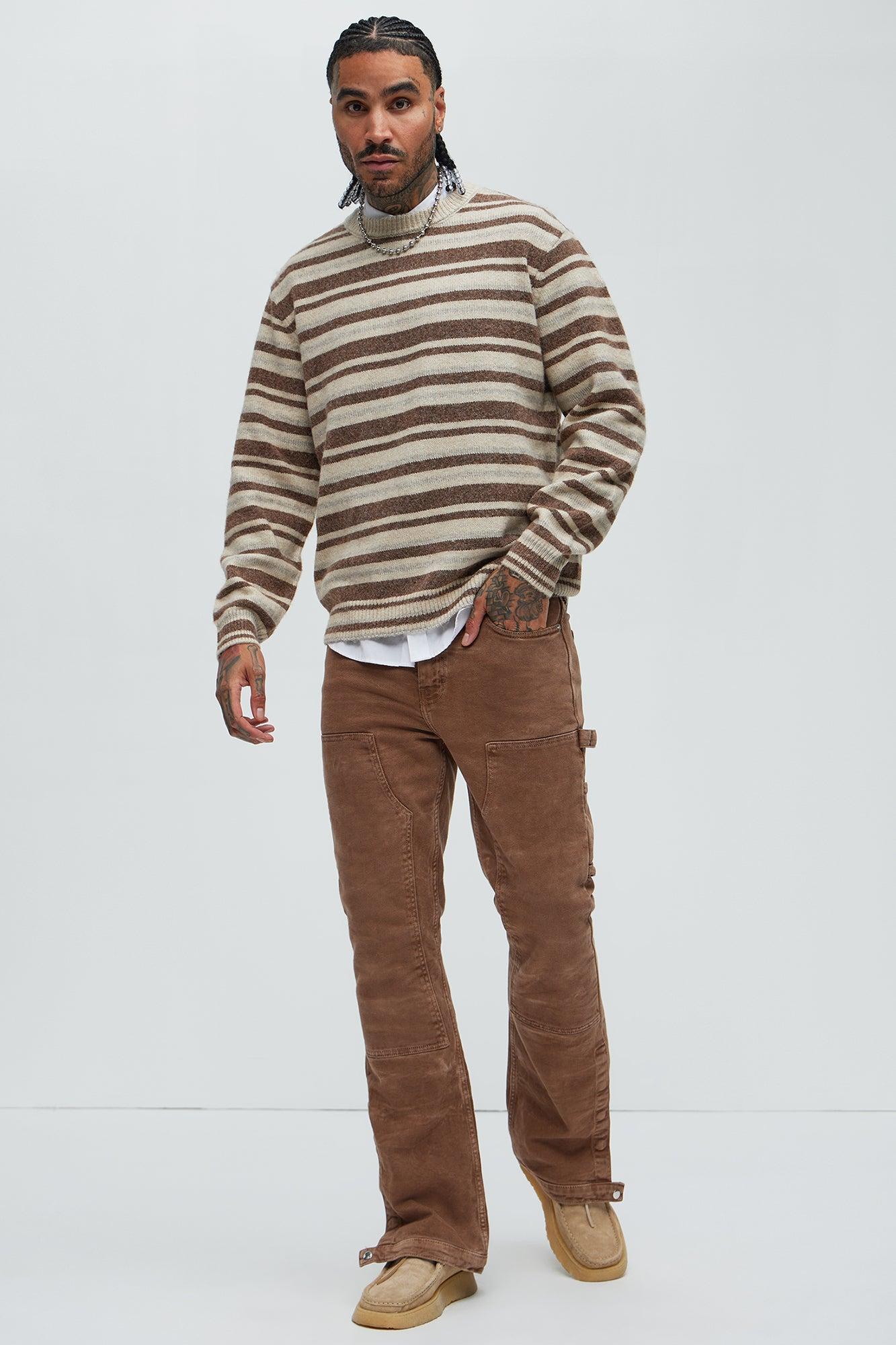 Lookin For Attention Striped Sweater - Brown/combo Male Product Image