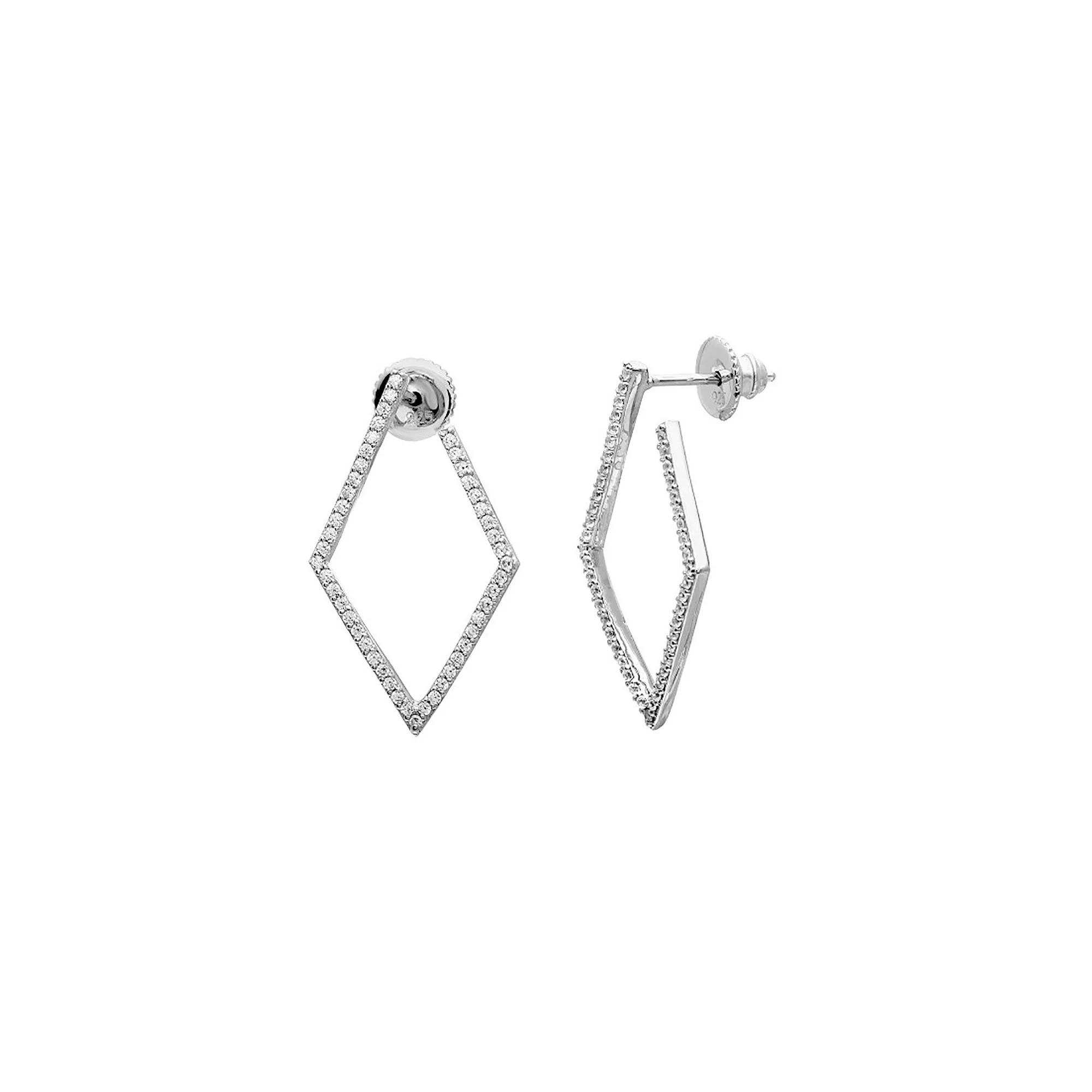 Adornia Silver Tone Cubic Zirconia Wrap-Around Geometric Hoop Earrings, Women's Product Image