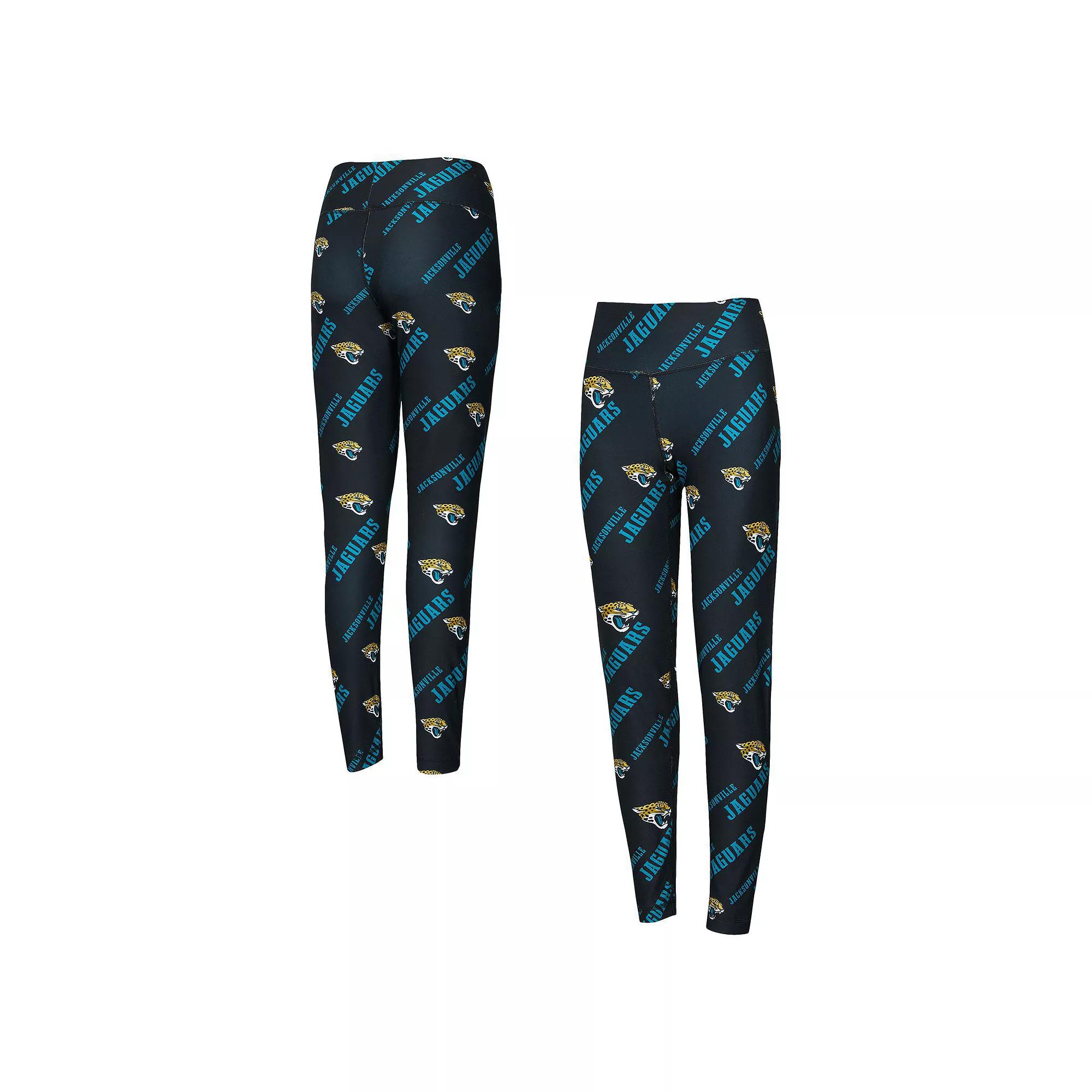 Women's Concepts Sport Black Jacksonville Jaguars Breakthrough Allover Print Knit Leggings,  Product Image