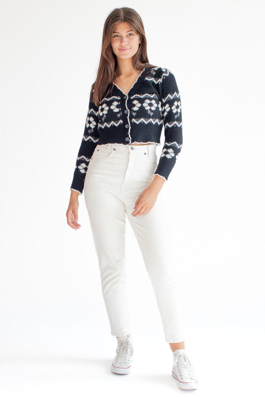 Black Floral Cardigan Product Image