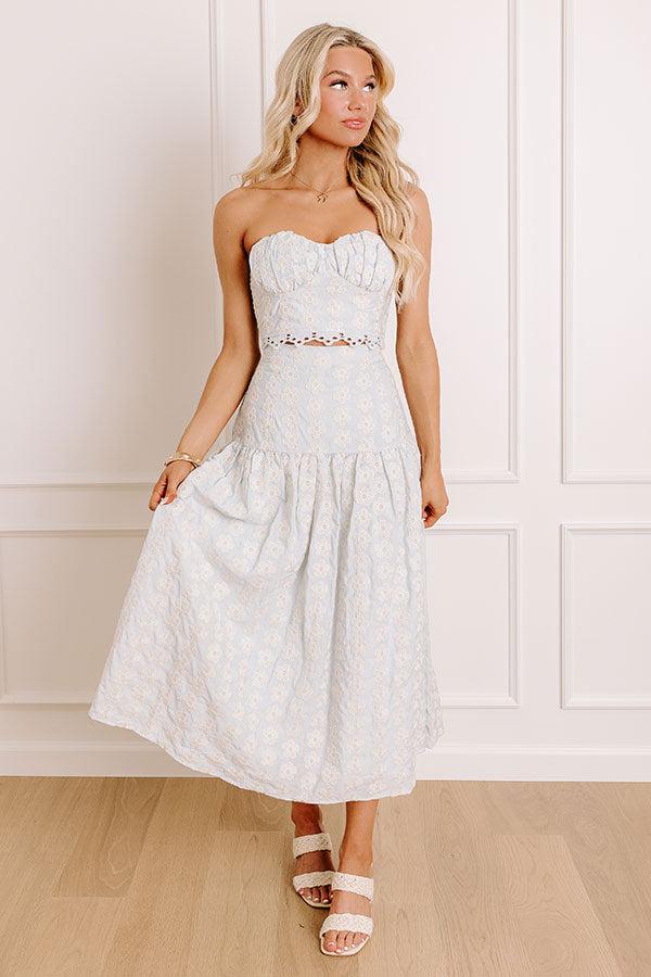 Picking Flowers High Waist Embroidered Midi Skirt Product Image