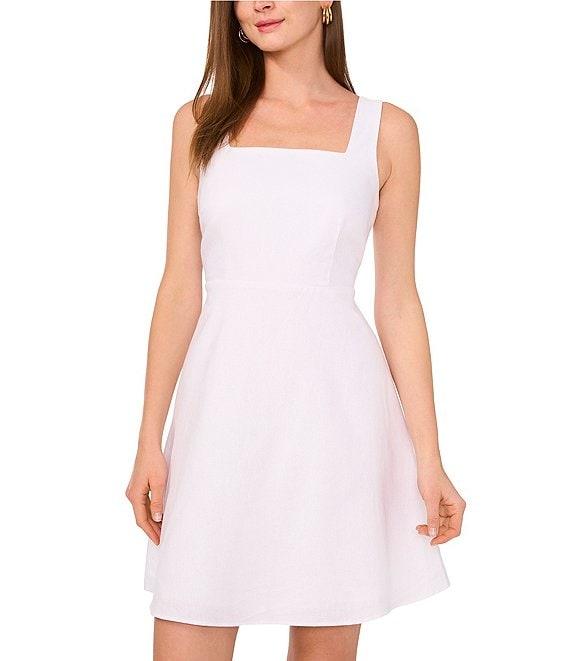 Vince Camuto Woven Square Neck Sleeveless A-Line Dress Product Image