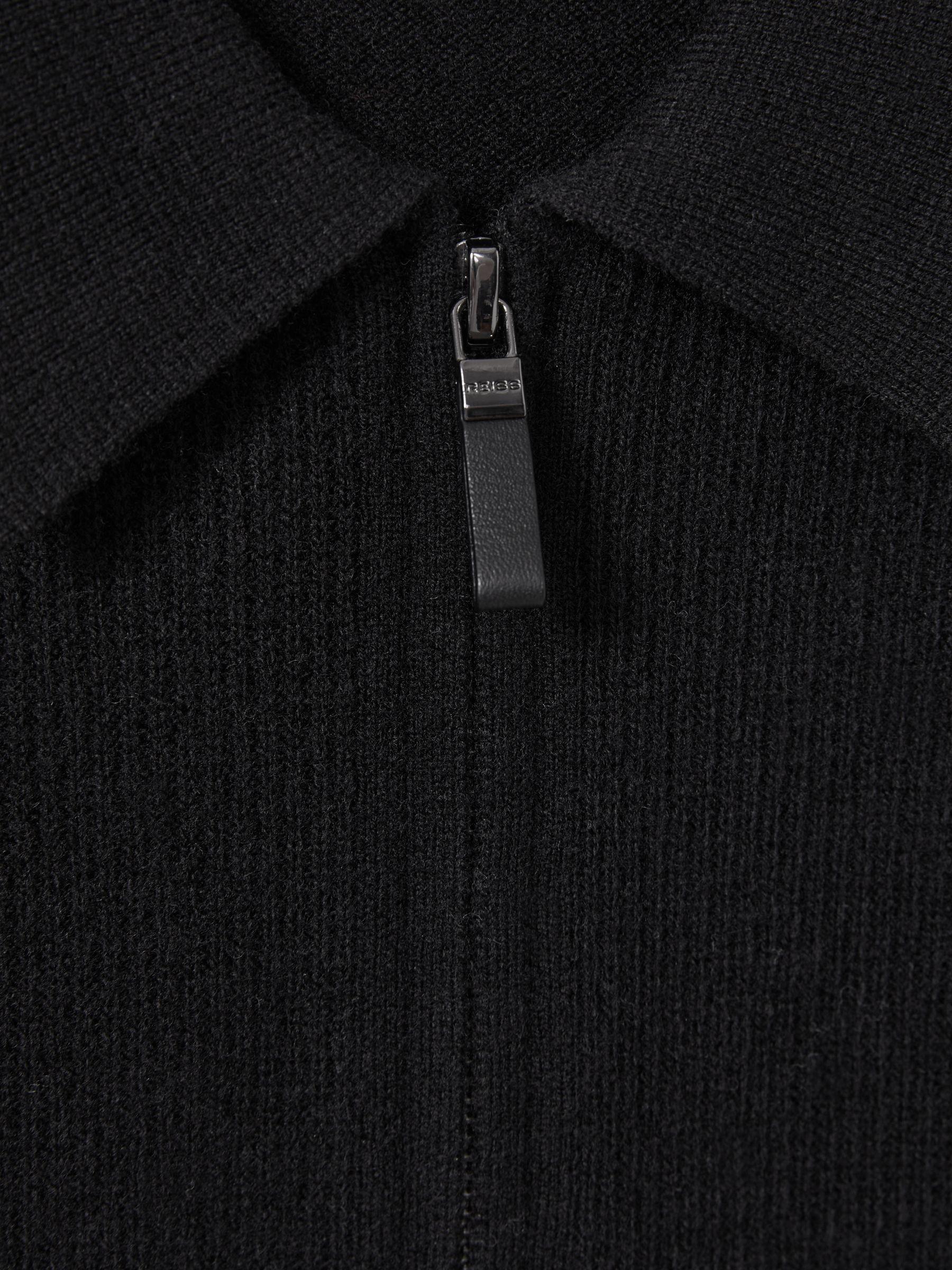 Wool Half-Zip Polo Shirt in Black Product Image