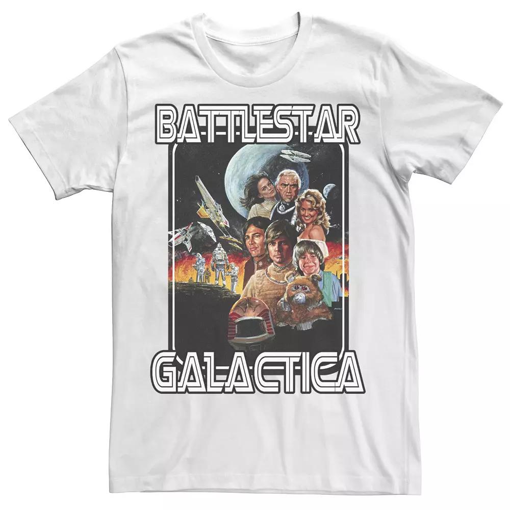 Men's Battlestar Galactica Retro Poster Tee, Size: Large, White Product Image