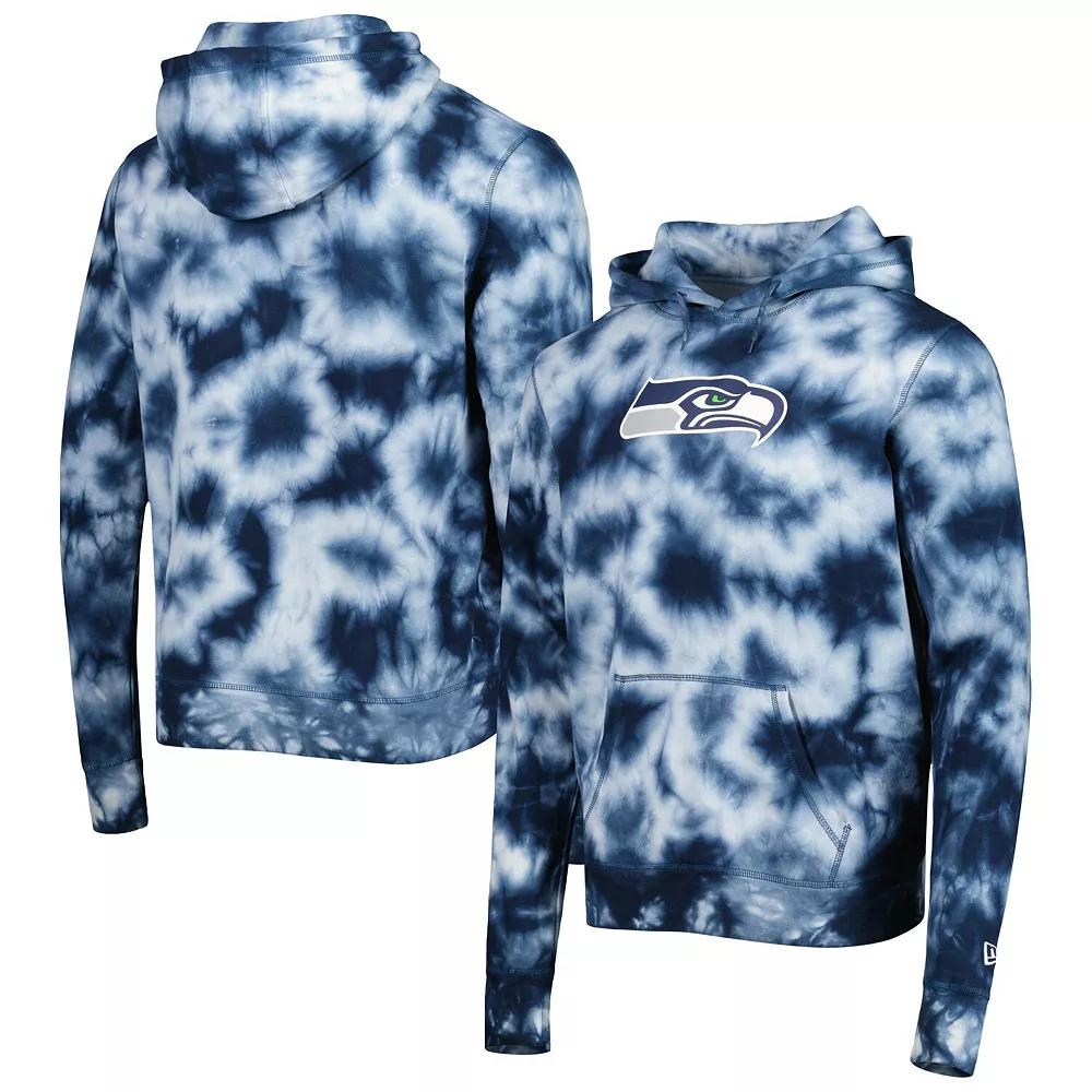 Men's New Era College Navy Seattle Seahawks Team Tie-Dye Pullover Hoodie, Size: XL, Blue Product Image