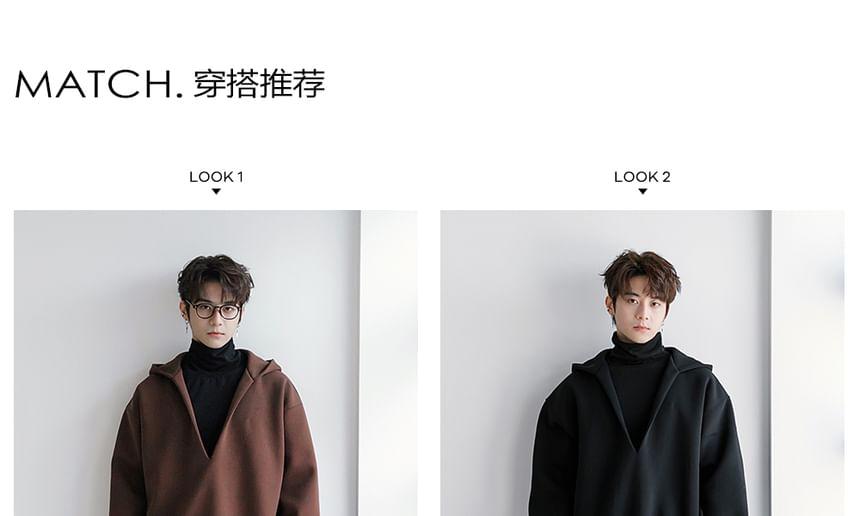 Mock Two-Piece Turtleneck Hoodie Product Image