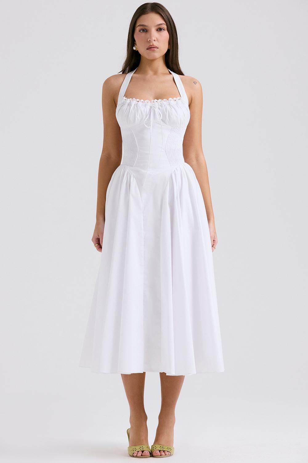 Adabella  white cotton halter sundress Product Image