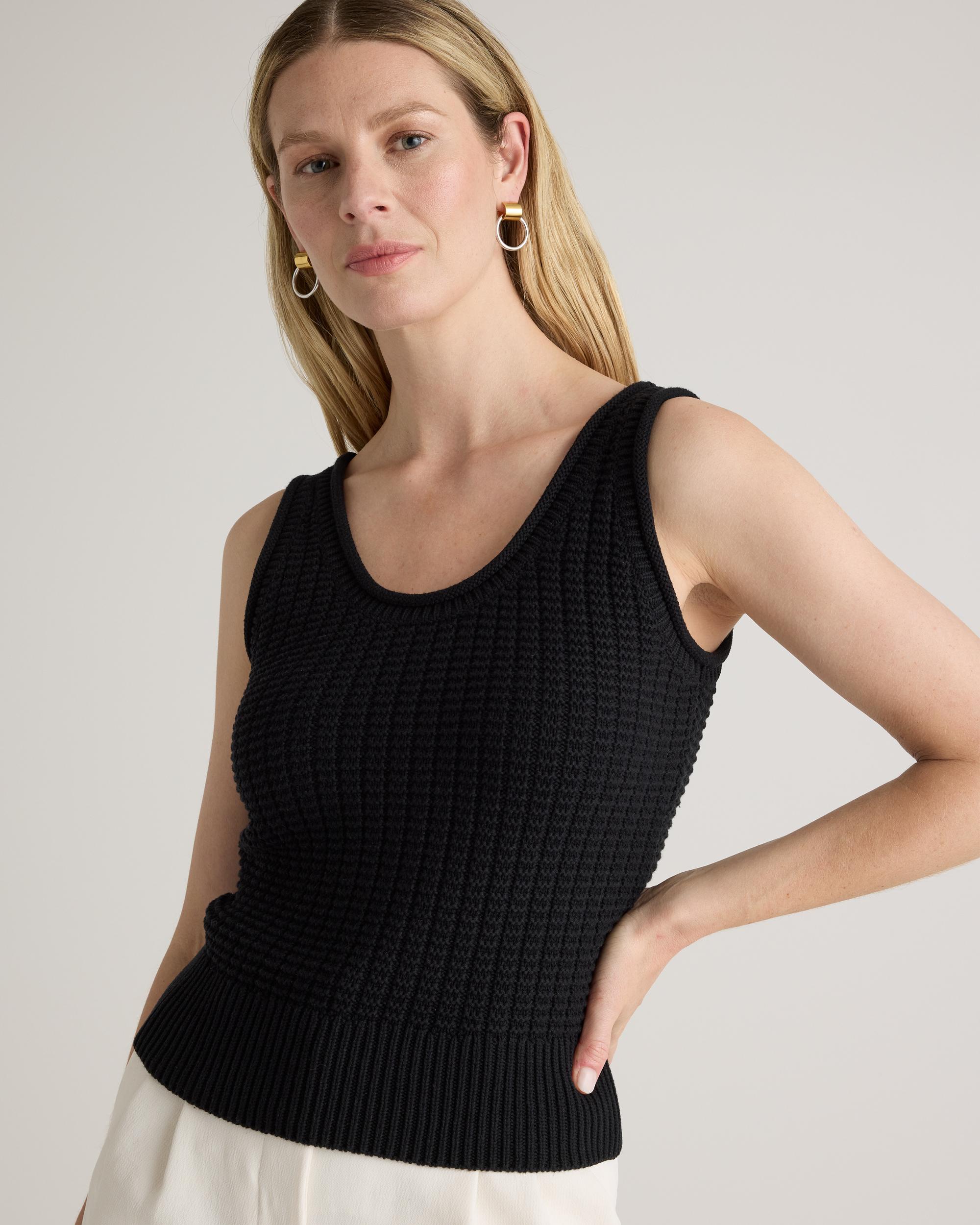 Quince | Women's Waffle Cropped Sweater Tank Top Organic Cotton Product Image