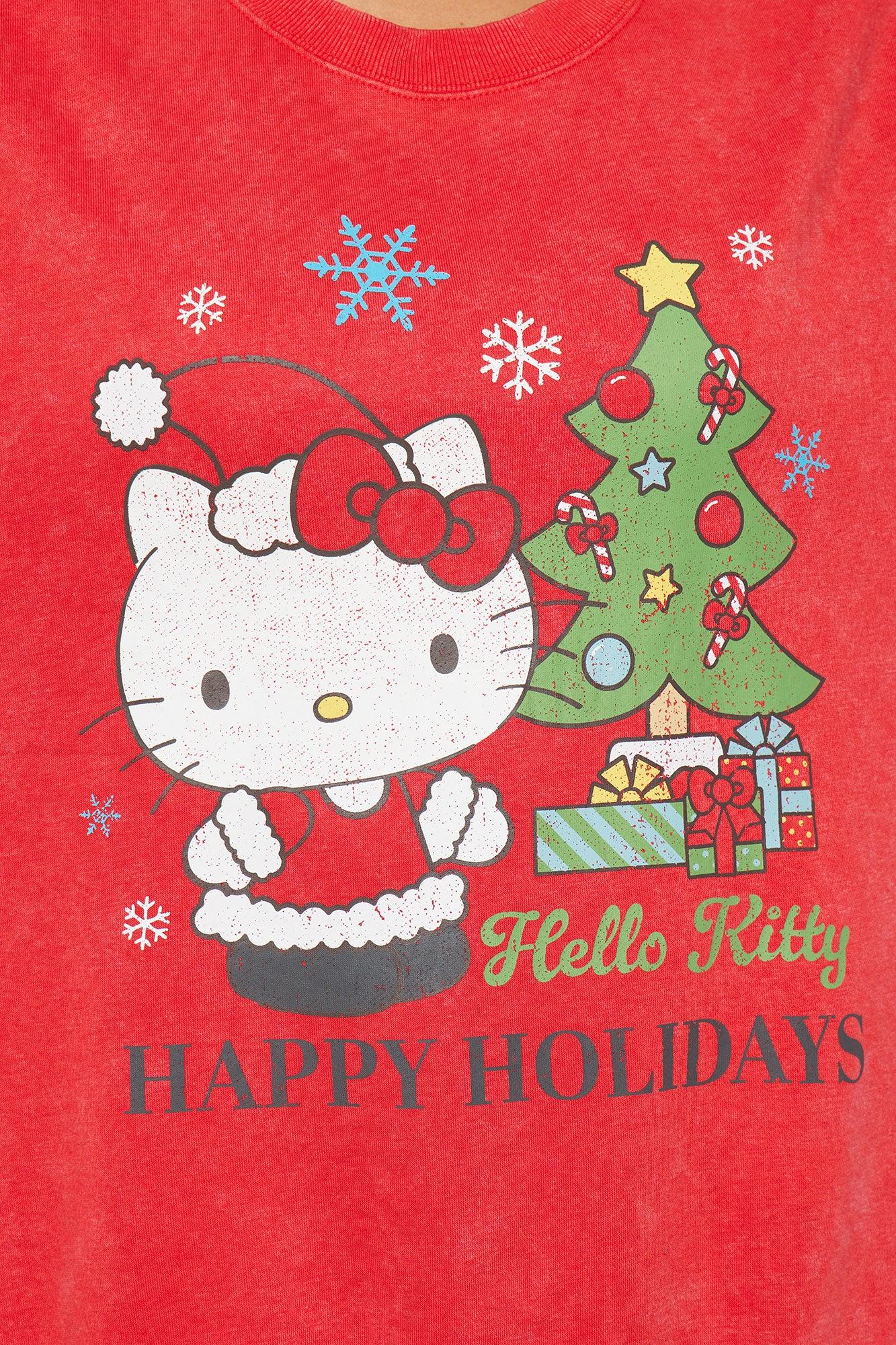 Hello Kitty Happy Holidays Crew Sweatshirt - Red Female Product Image