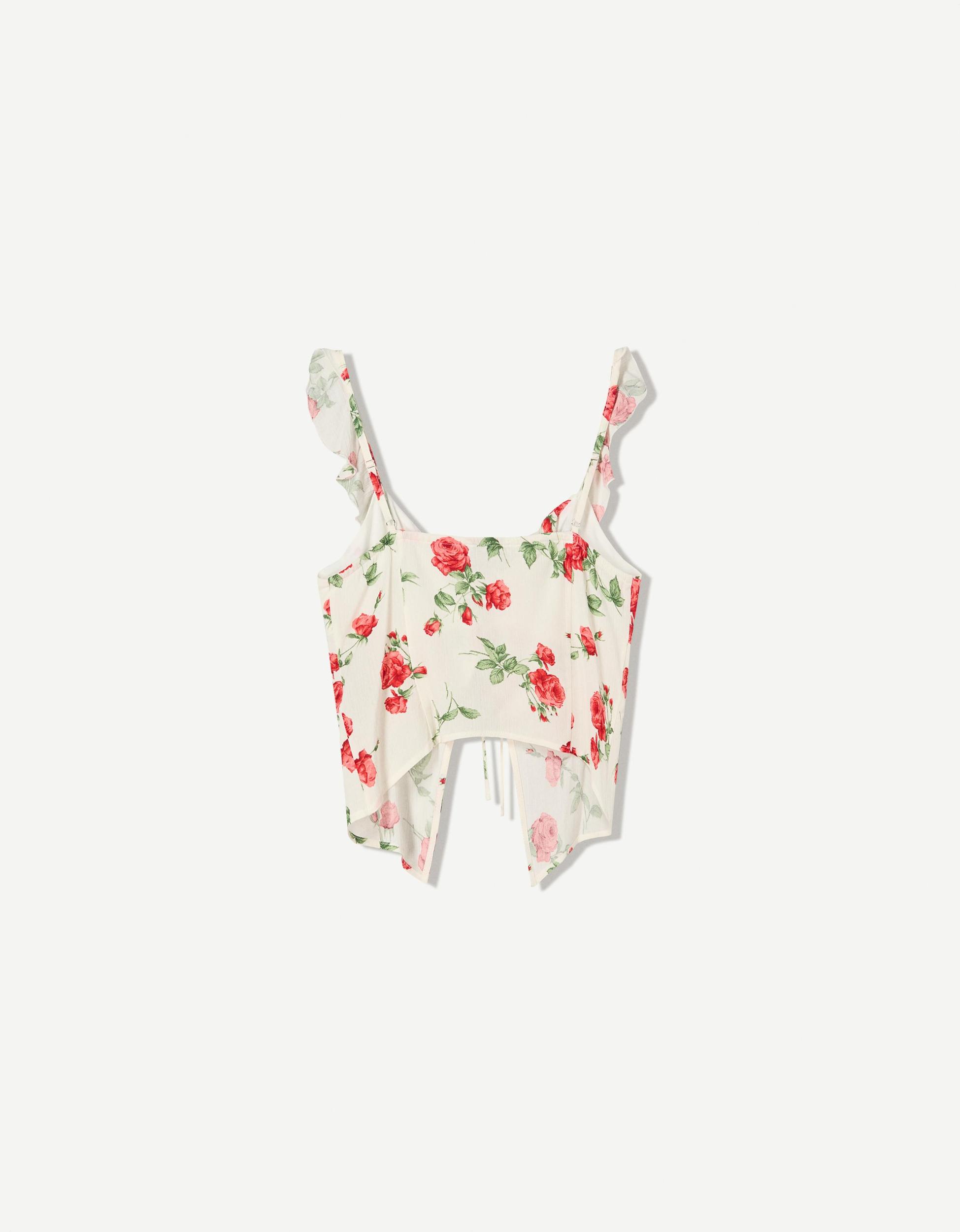 Textured printed strappy top Product Image