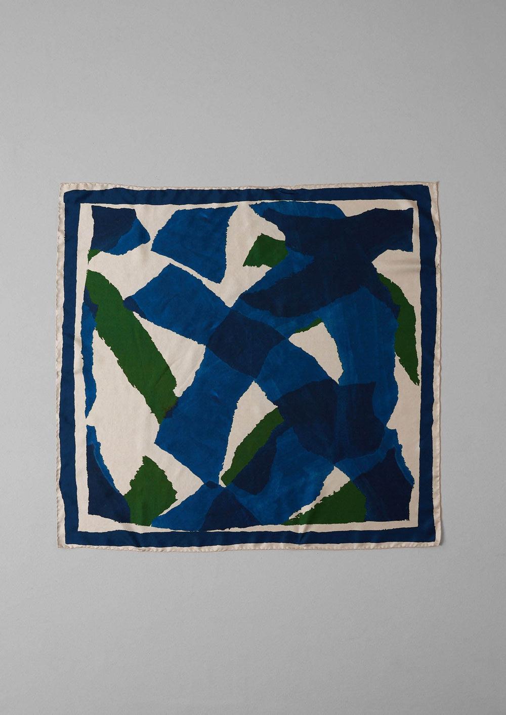 Washi Print Silk Bandana | Blue/Green Product Image