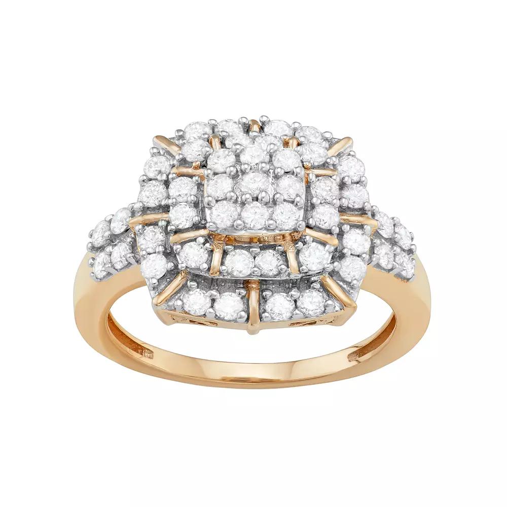 Jewelexcess 10k Gold 1 Carat T.W. Diamond Cluster Ring, Women's, Size: 7 Product Image