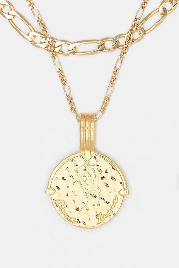 Deux Lions Jewelry Gold Sicilian Zodiac Layered Necklace Womens at Urban Outfitters Product Image