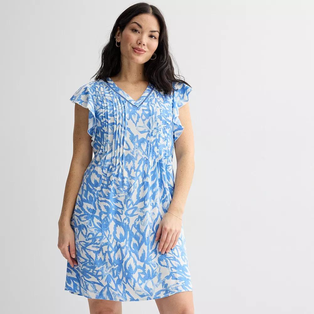 Petite Sonoma Goods For Life® Flutter Sleeve Pintuck Dress, Women's,  Product Image