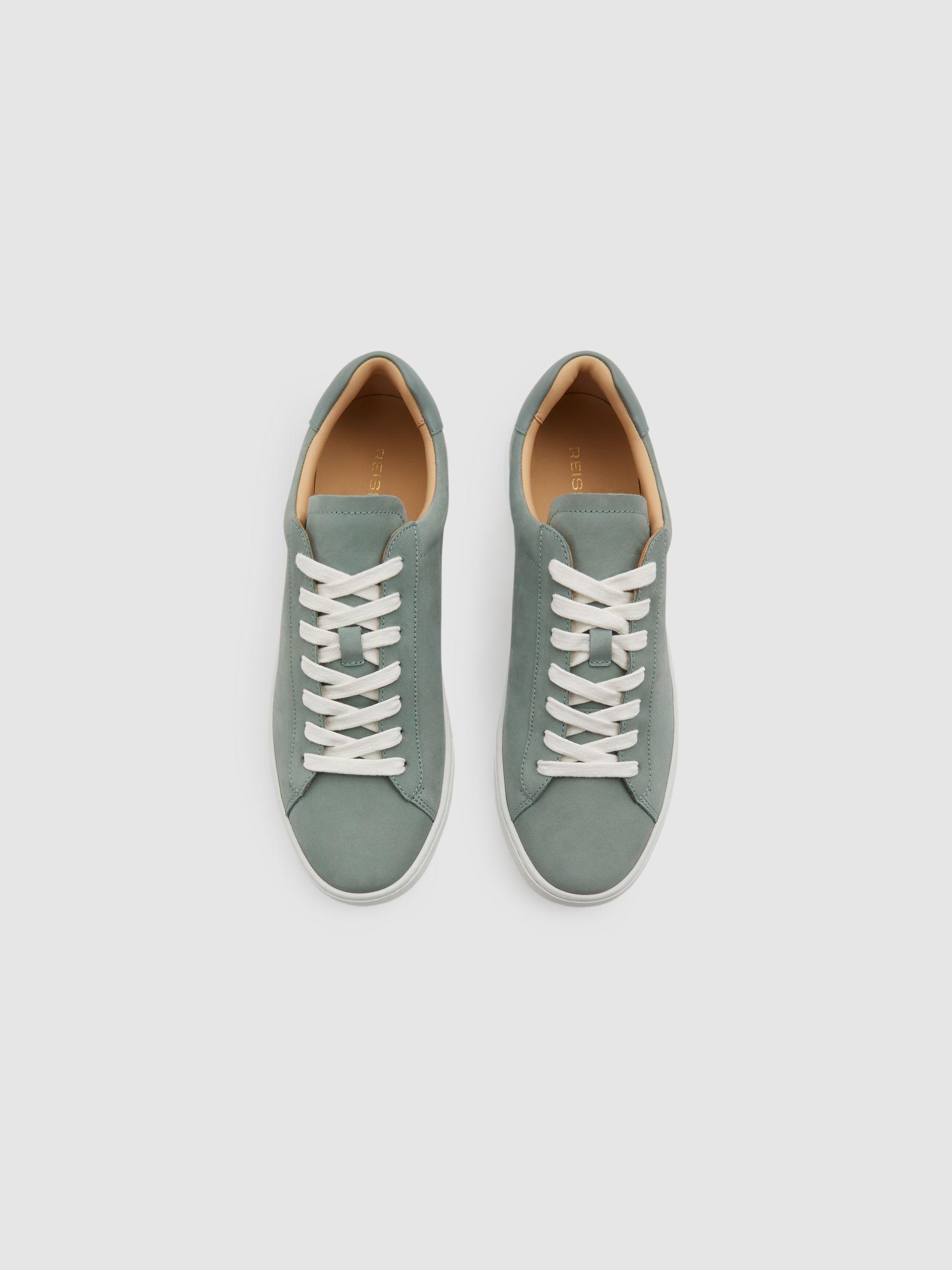 Nubuck Leather Low Top Trainers in Pistachio Product Image