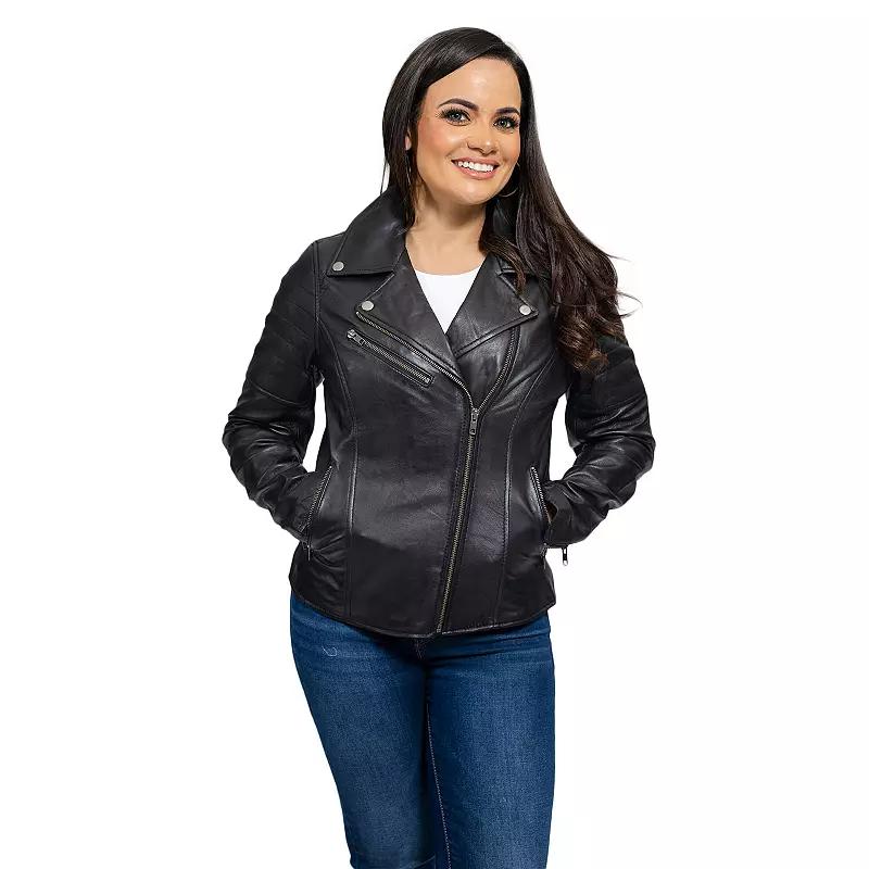 Women's Whet Blu Asymmetrical Moto Leather Jacket,  Product Image