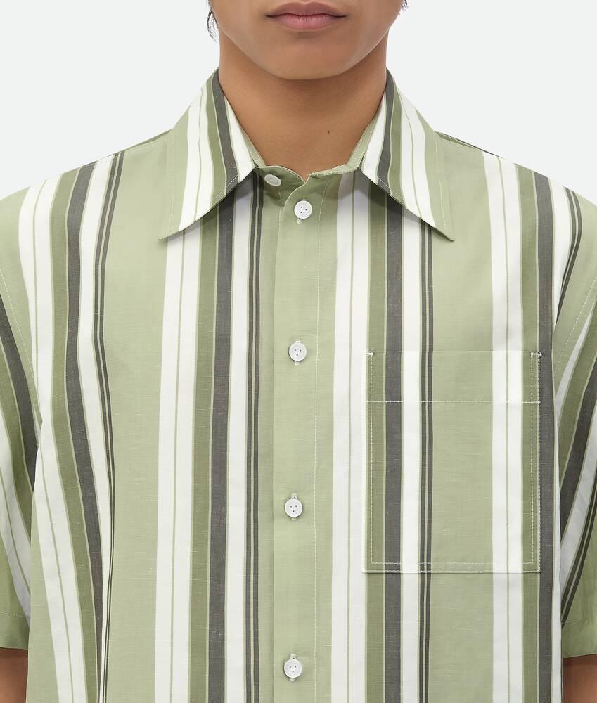 Men's Striped Cotton Shirt in Pale green/white Product Image