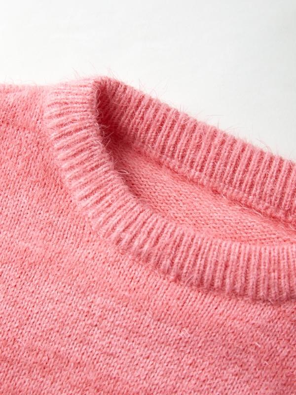 Contrast Color Jacquard Splice Loose Short Sweater Product Image