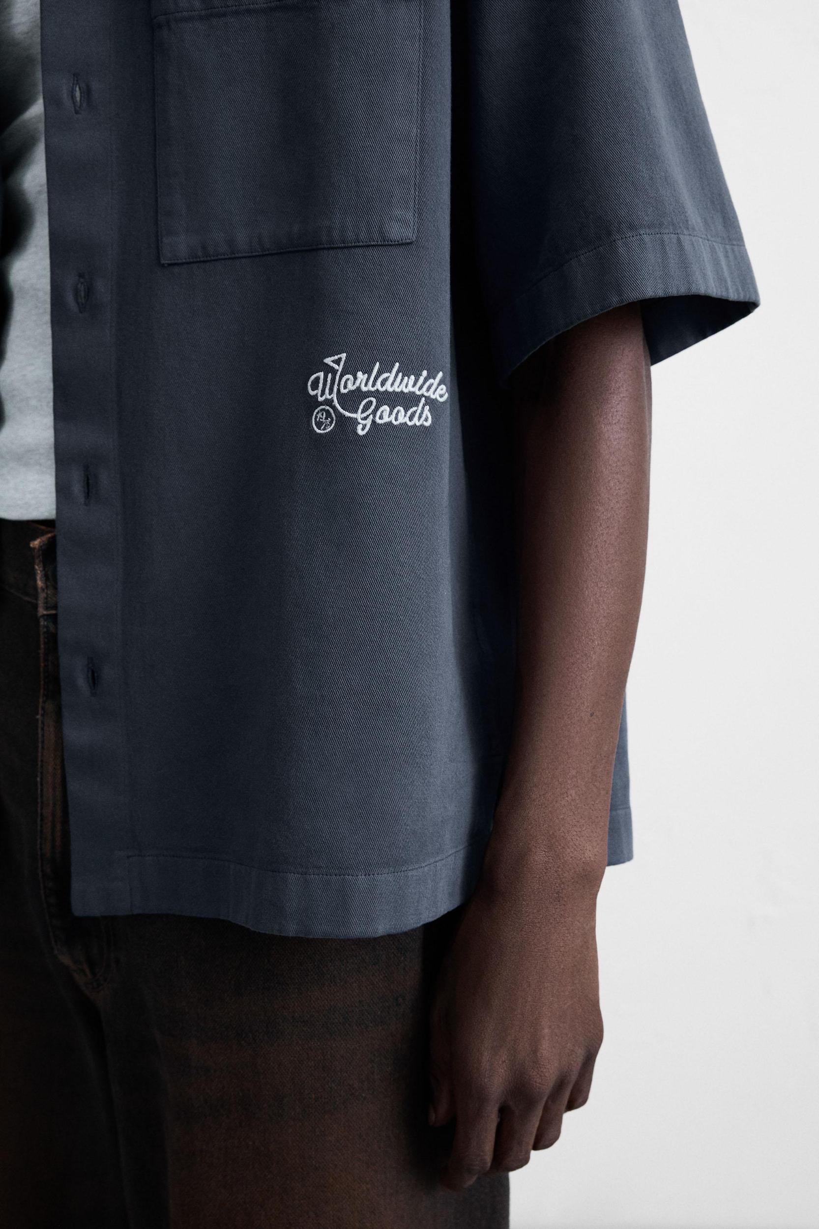 EMBROIDERED TEXTURED OVERSHIRT Product Image