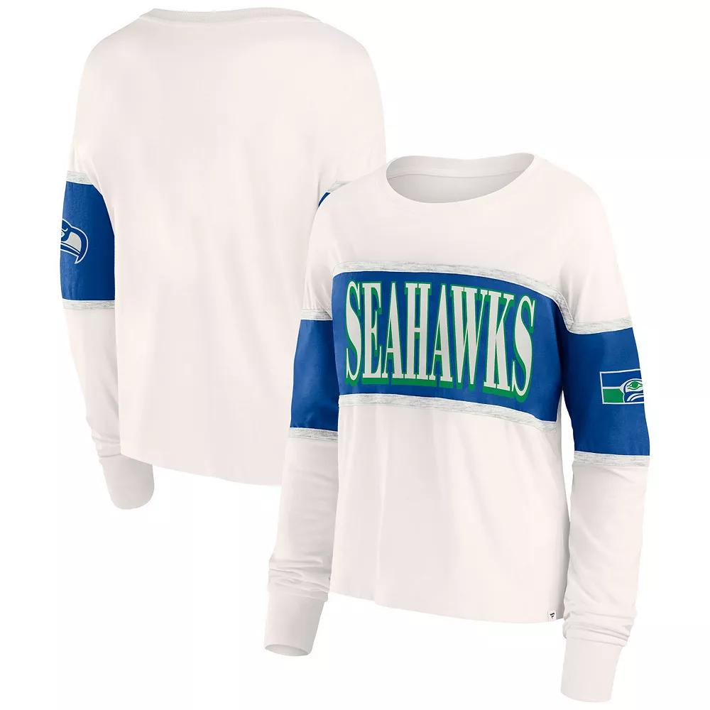 Women's Fanatics Cream Seattle Seahawks Antique Block Long Sleeve T-Shirt, Size: 2XL, Beige Product Image
