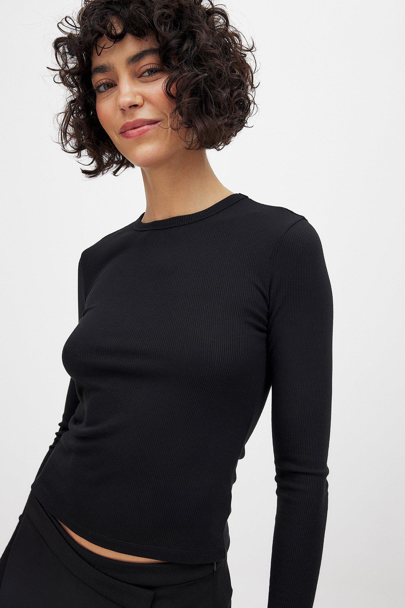 Ribbed Long Sleeved Round Neck Top Product Image