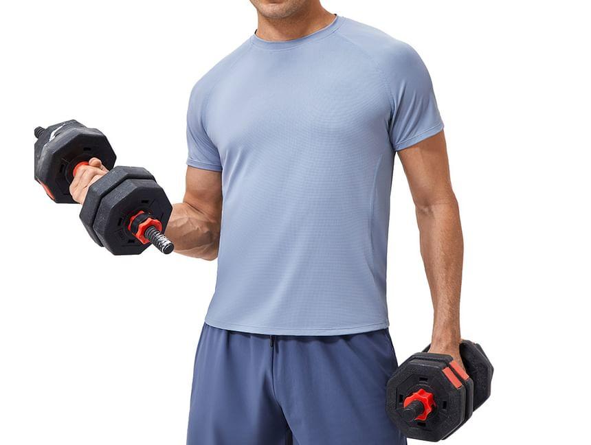 Short-Sleeve Round Neck Plain Sport T-Shirt Product Image