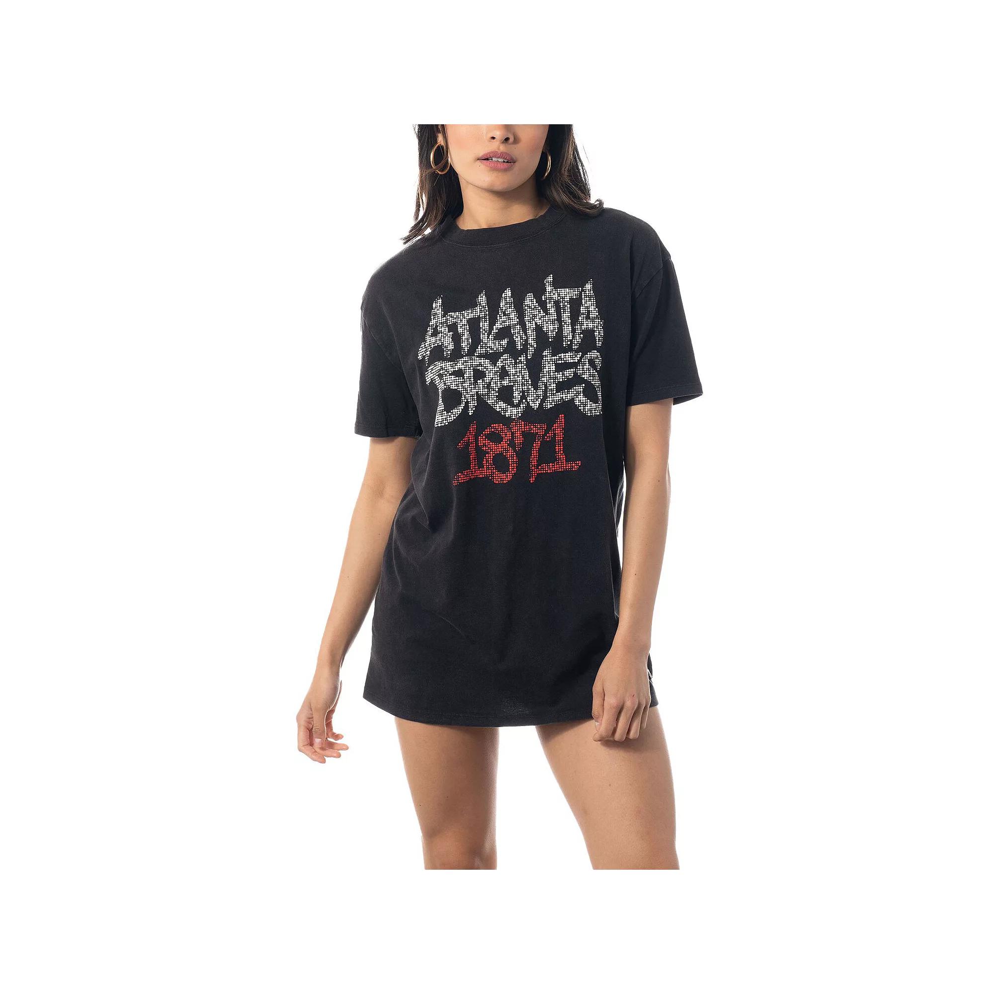 Women's The Wild Collective Black Atlanta Braves T-Shirt Dress, Size: XS Product Image