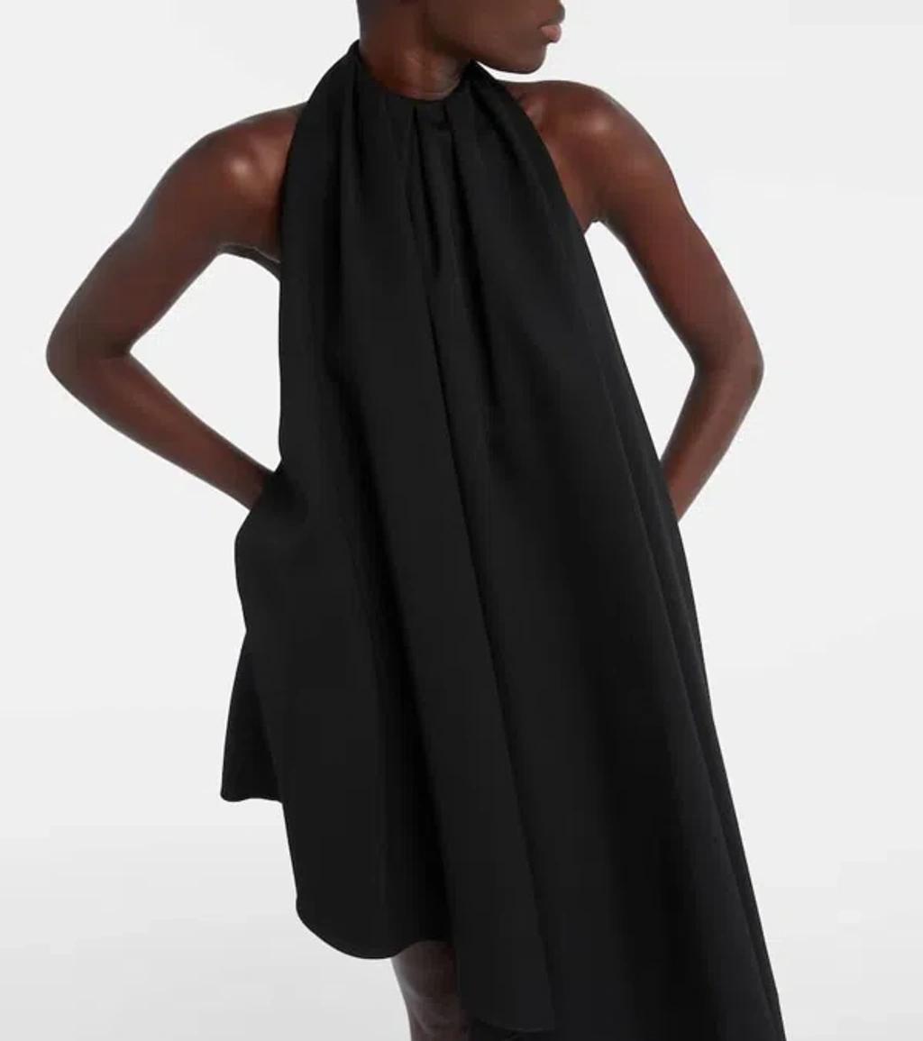 GIVENCHY Asymmetric Draped Wool Cocktail Dress In Black Product Image