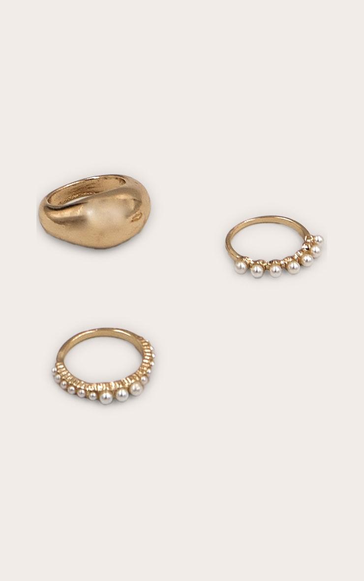 Gold Layered Ring Multipack With Pearl Detail Product Image