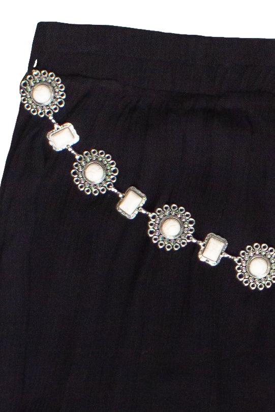 Stone Chain Belt Gauze Maxi Skirt Product Image